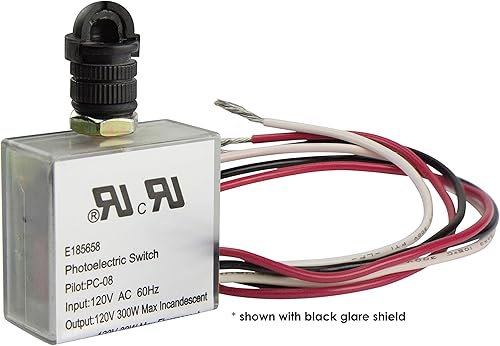 Miniatura 6 de Solus PC-08-KIT - Interruptor automático de fotocélula del atardecer al amanecer de 120 V para incandescente, fluorescente y LED, incluye capó