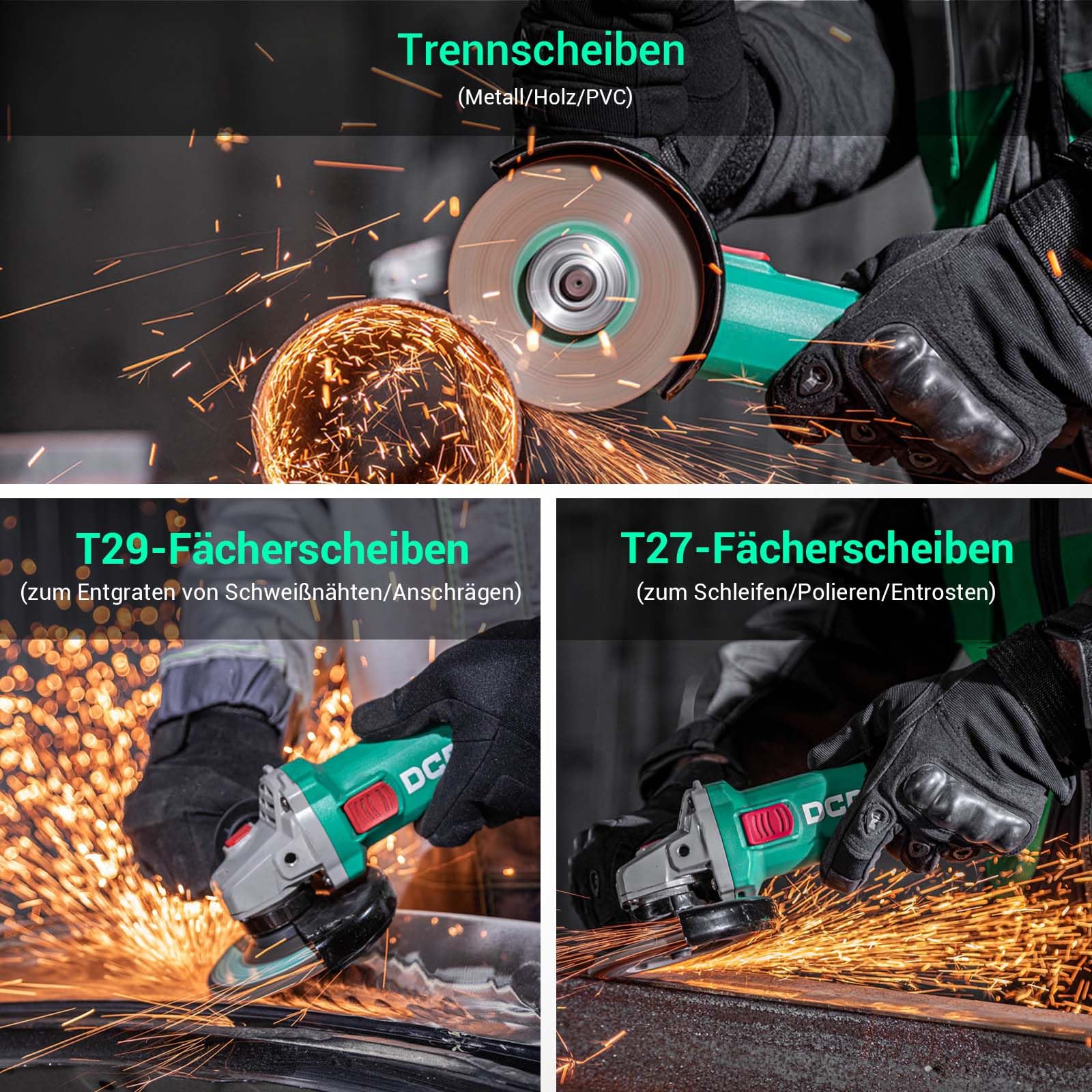 DCA 860W Winkelschleifer 125 mm, 11.800 min⁻¹, Ultraschlanker Griff (178 mm Griffumfang), Kompaktes Getriebegehäuse, 1,6 kg Leichtgewicht Trennschleifer zum Schneiden und Schleifen