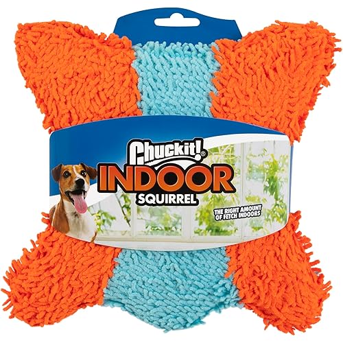 ChuckIt! Indoor Fetch Squirrel Dog Toy (9 Inch), Orange and Blue