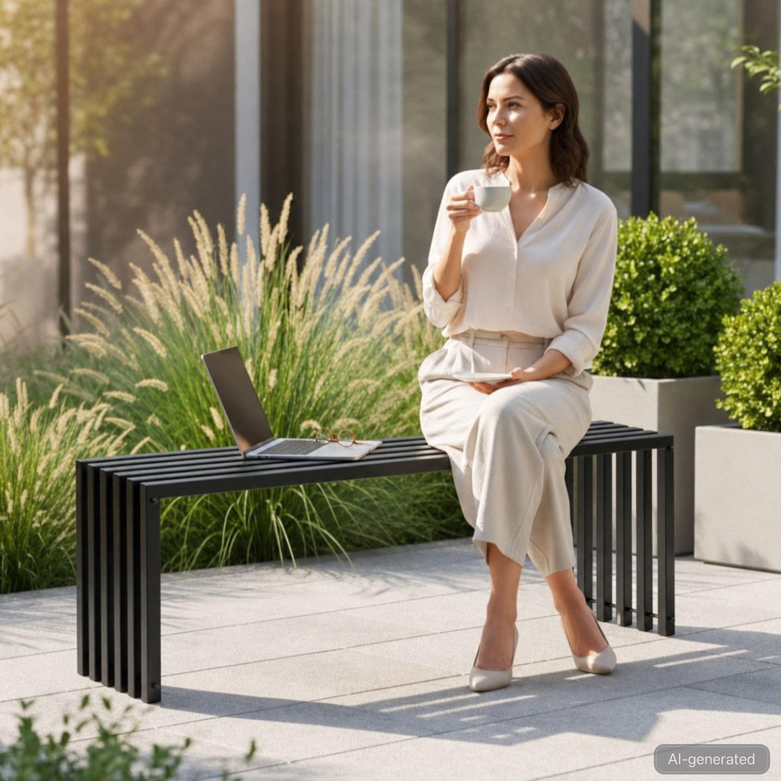 DanDiBo Gartenbank Wetterfest Metall Outdoor Schwarz 96205 Ela 120 cm Sitzbank Garten Bank Parkbank Eisen