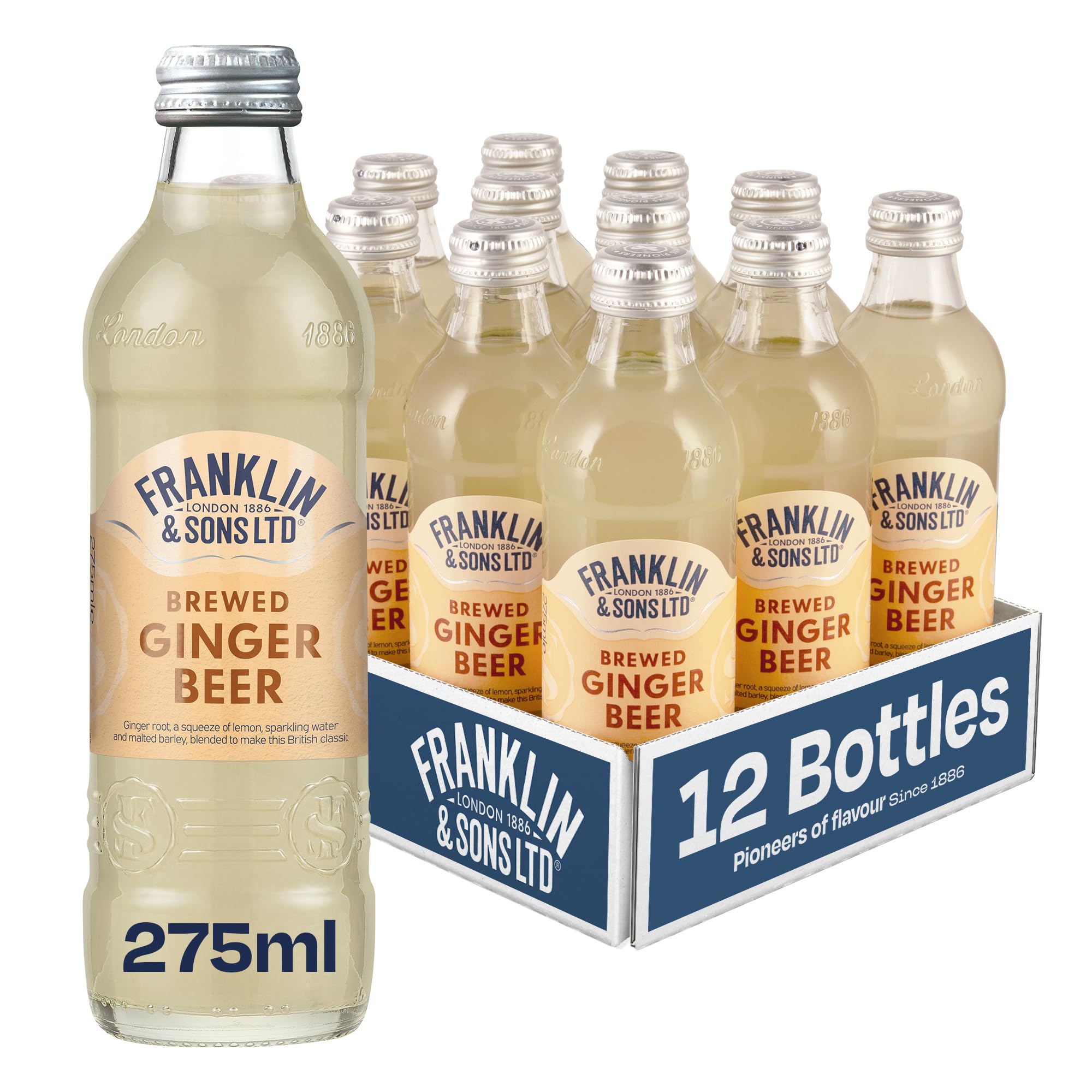Franklin & SonsBrewed Ginger Beer | 12 x 275ml Bottle Case | Traditional recipes dating back to 1886 | All natural ingredients | Refreshing Ginger Zing | Fiery and sweet