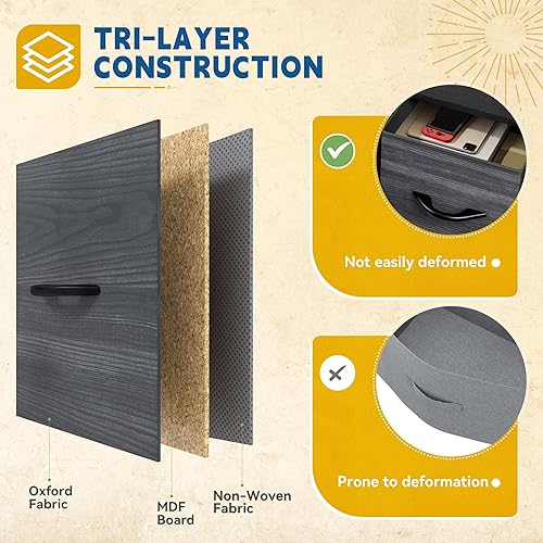 Miniatura 6 de DWVO Cómoda de 4 cajones, cómoda para dormitorio, torre de almacenamiento de tela, cómoda, unidad organizadora para armarios, sala de estar, marco