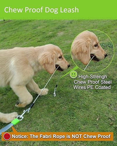 Miniatura 2 de Correa retráctil para perro de 26 pies de largo a prueba de mordidas con 2 cuerdas de alambre resistentes antimasticación, correa de perro sin