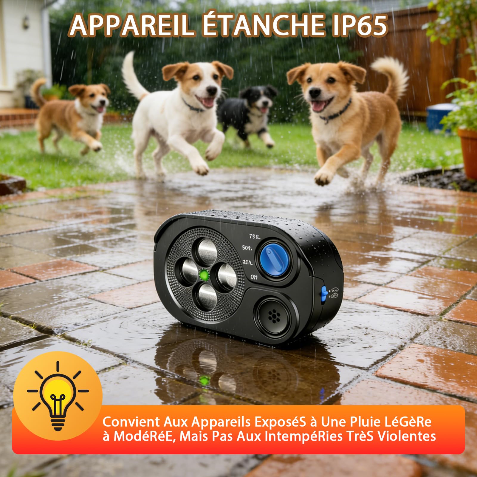 2026 Anti Aboiement Chien Ultrason Puissant, Anti-Aboiement pour Chiens, Ultrason Chiens 3 Modes, Portée 23 m, Étanche IP65 Rechargeable, Sifflet Ultrasonique Chiens Intérieur/Extérieur