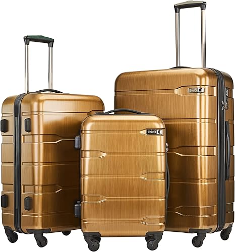 review Coolife Luggage Expandable 3 Piece Sets PC+ABS Spinner Suitcase Built-In TSA lock 20 inch 24 inch 28 inch