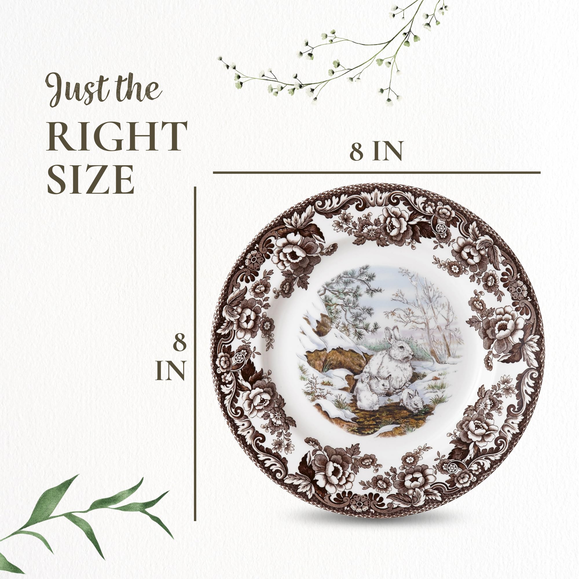 spode スポード 希少 赤皿 ウィンターズシーン ２枚セット 英国産 風景 Amazon.com | Spode Woodland Snowshoe Rabbit 8-Inch Salad Plate