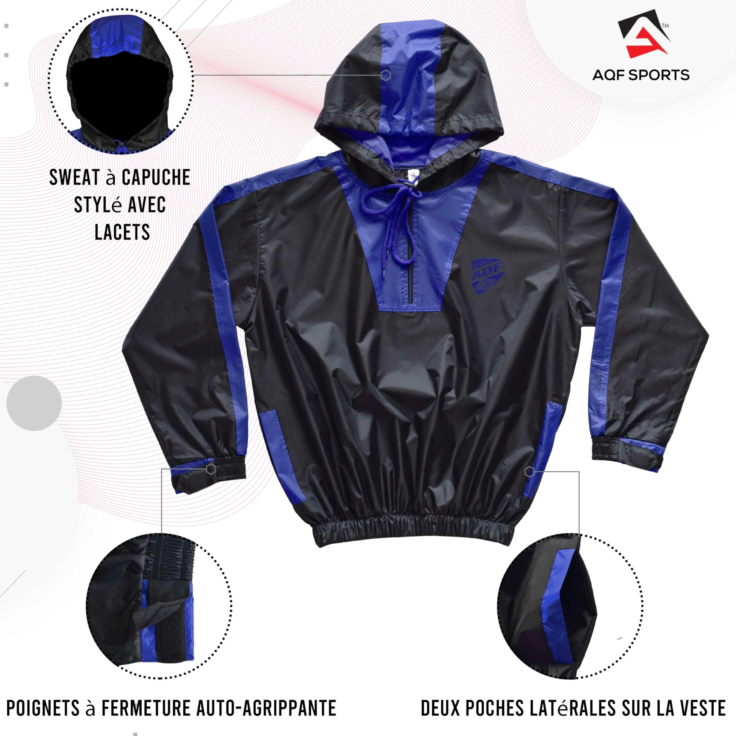 AQF Sauna Vetement De Sudation Femme Homme Fitness Combinaison Sudation Costume Sauna Sweat Suit Running Gym Jogging Survetement Tenue de Sudation (Tenue complète)