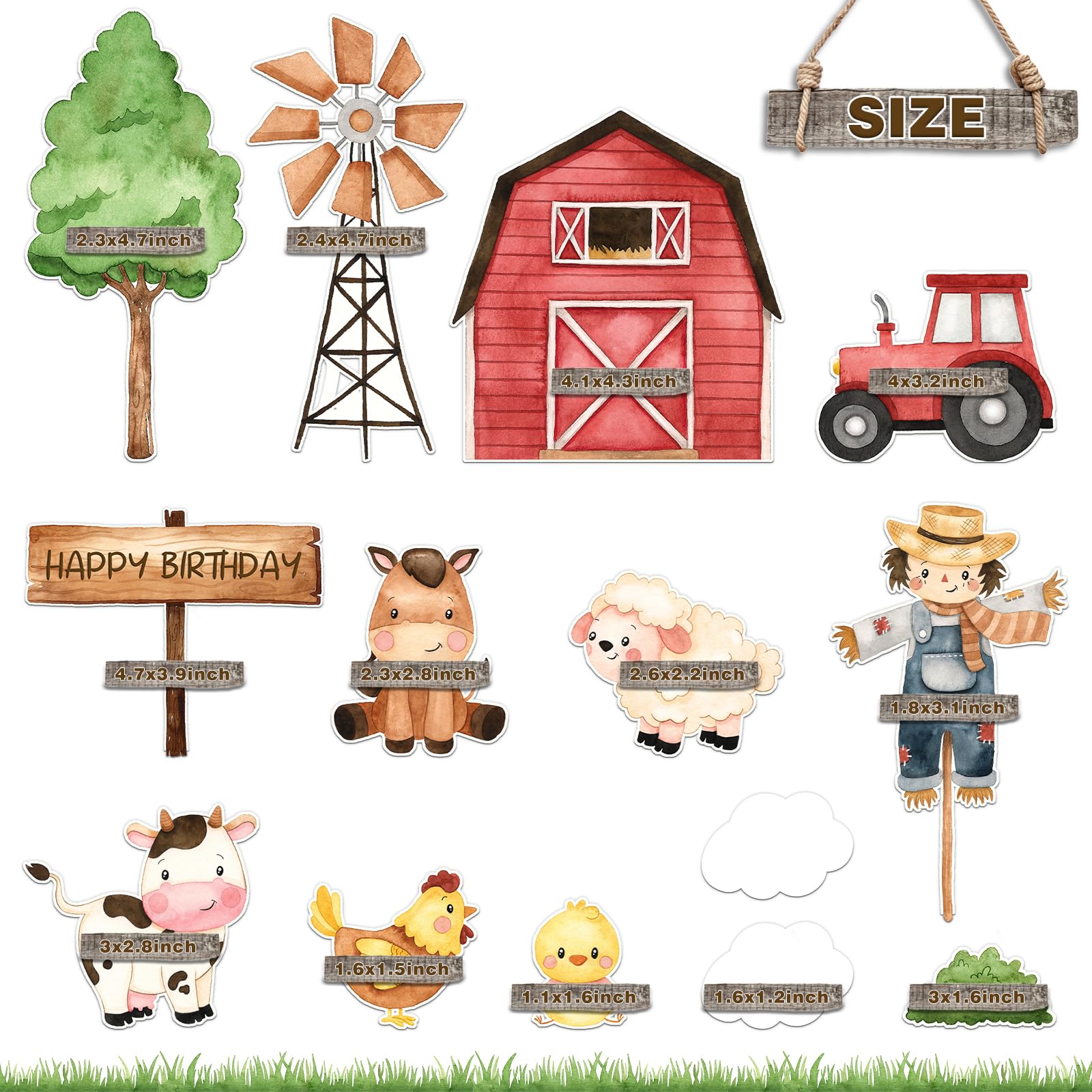 Farm Cake Toppers for Farm Birthday Cake Decorations Farm Animlas Cake Toppers for Farm Birthday Party Decorations Farm Cupcake Toppers Party Supplies (Blue)