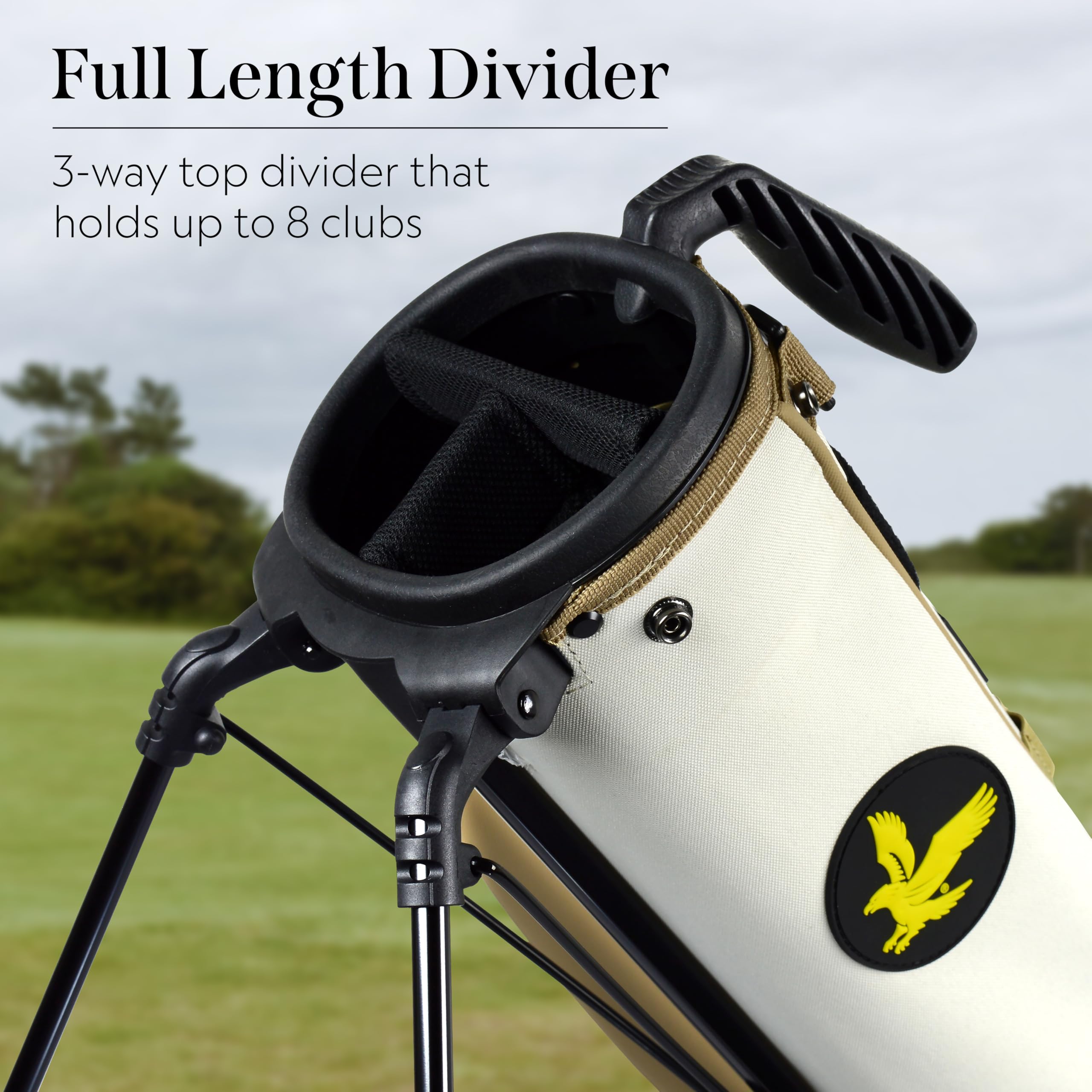 Lyle and Scott Gleneagle Golf Bag - Lightweight Golf Bags for Men with 3 Way Full Length Divider, Insulated Cool Pocket, Durable Handle, Retractable Stand, Padded Strap - Golf Stand Bag