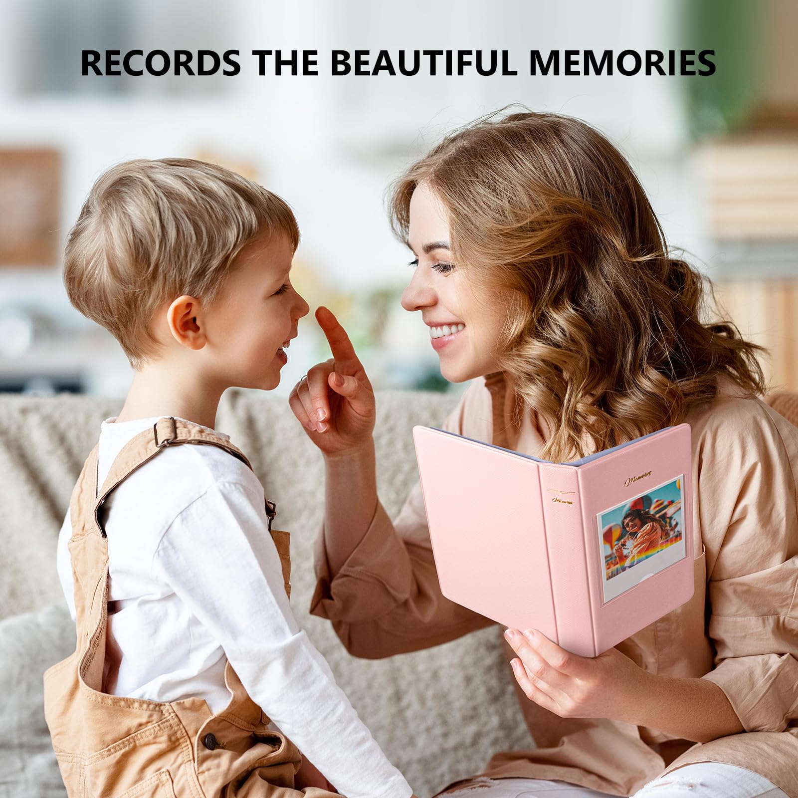 Album photo à 64 pochettes pour Fujifilm Instax WIDE 400/WIDE EVO, livre photo en cuir PU pour Instax Wide 300/210/200/Polaroid 600 i-Type Photo – Album photo 8,9 x 10,9 cm – Rose
