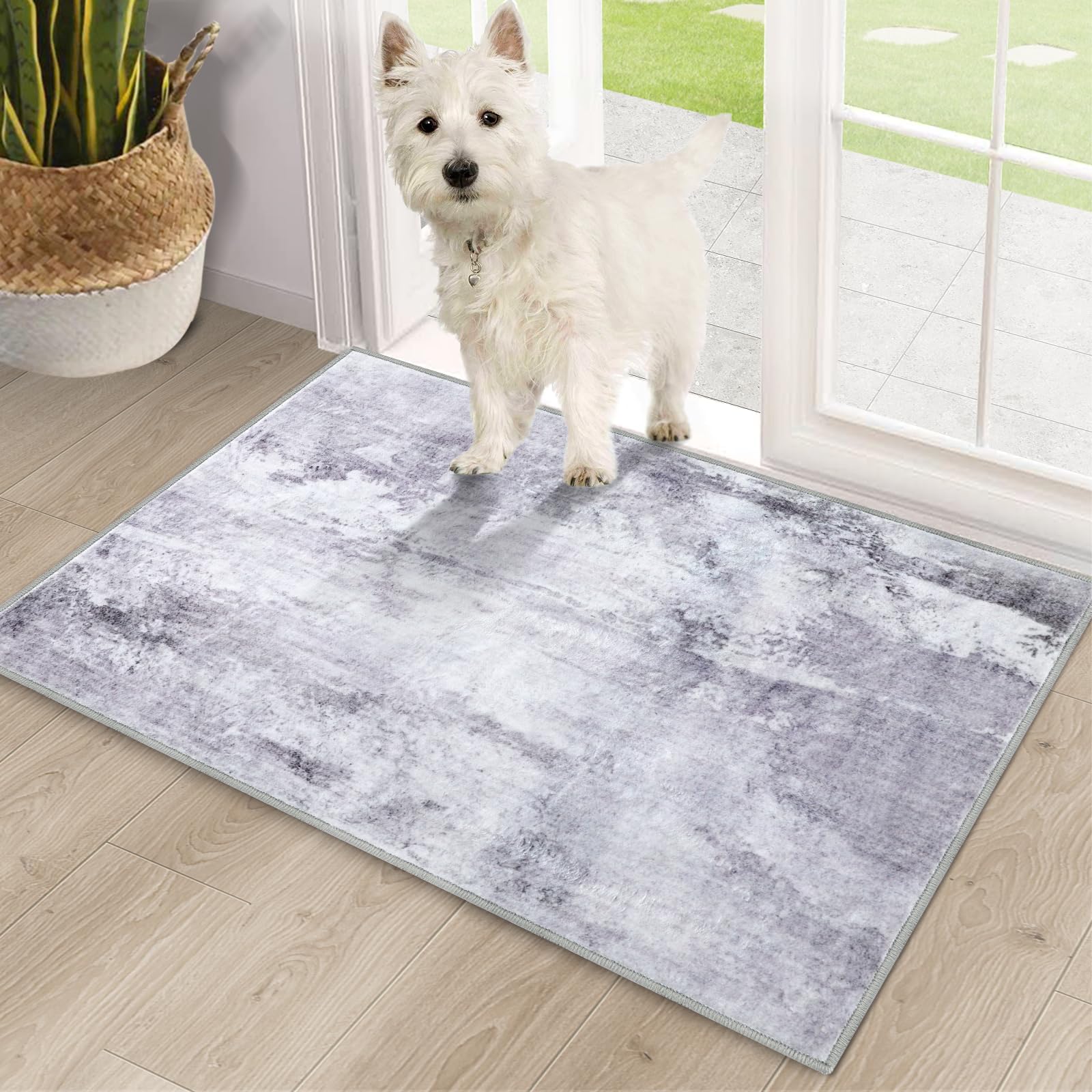COMSLE Door Mat, Front Door Mat Indoor for Entrance Faux Wool Absorbent Non Slip Modern Throw Rug for Entryway Hallway Muddy Paws - Pet Friendly,