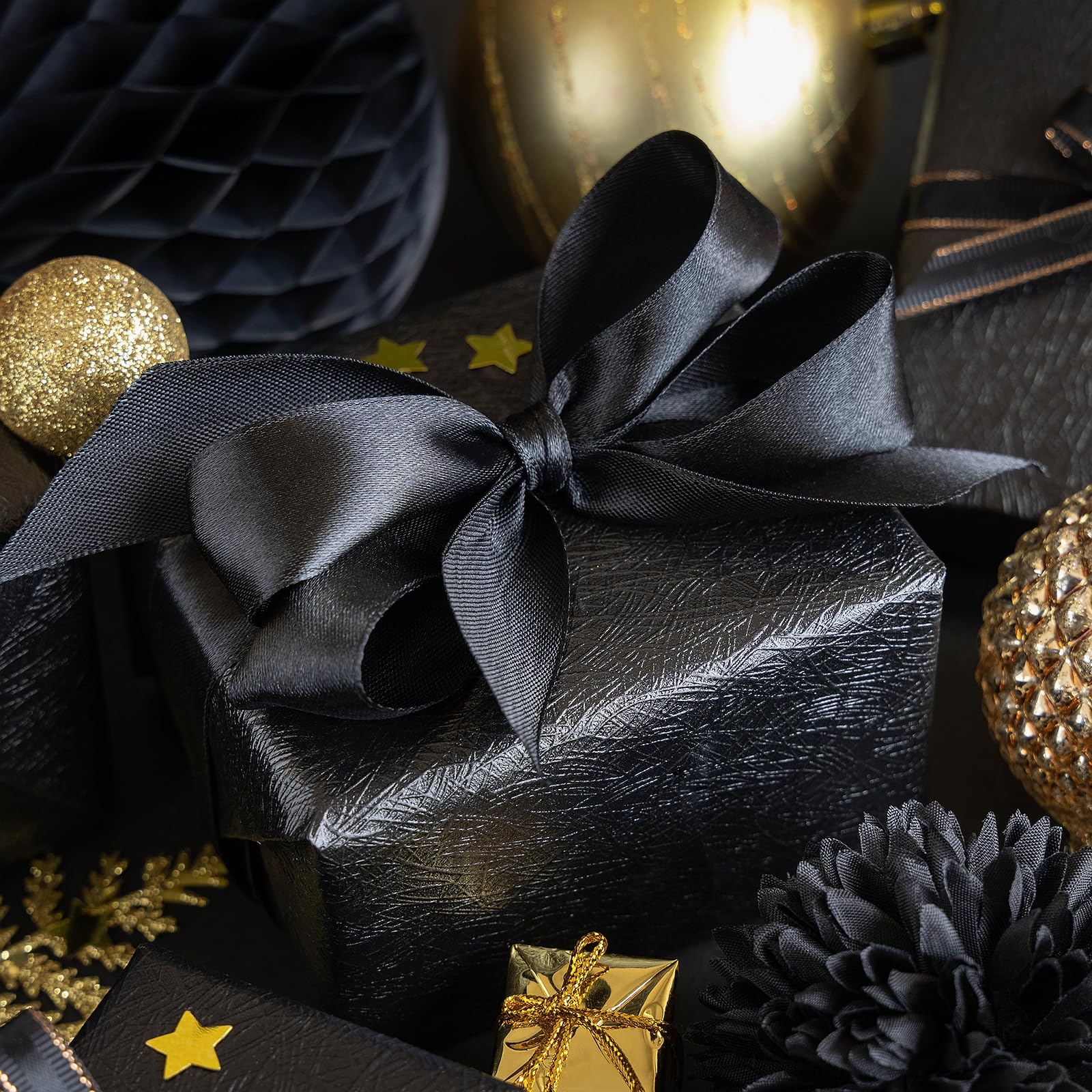GXFCING Black Ribbon 50mm Wide, 46M Thick Black Satin Ribbon Christmas Ribbon for Gift Wrapping Crafting, DIY Sewing - Image 2