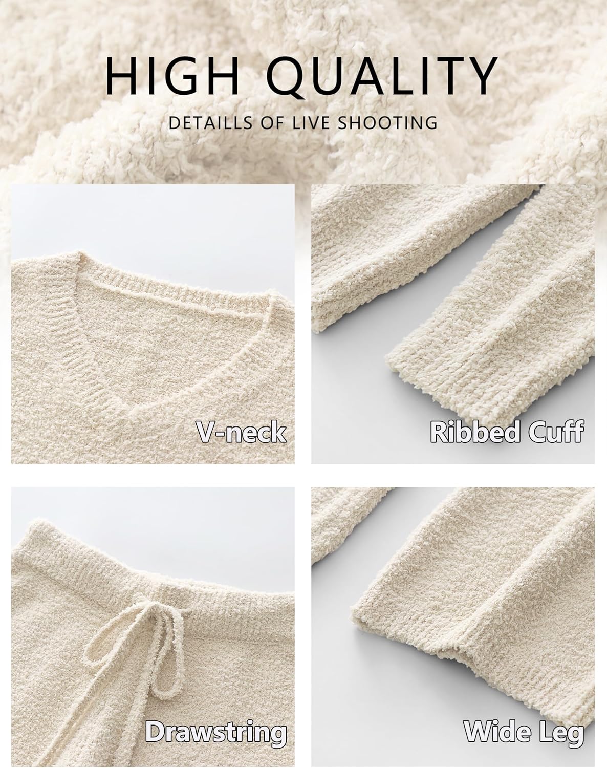 ANRABESS Lounge Sets for Women Fuzzy Fleece Pajama Sets 2 Piece Outfits Cozy Sweater Matching Set 2025 Fall Winter Loungewear - Image 5