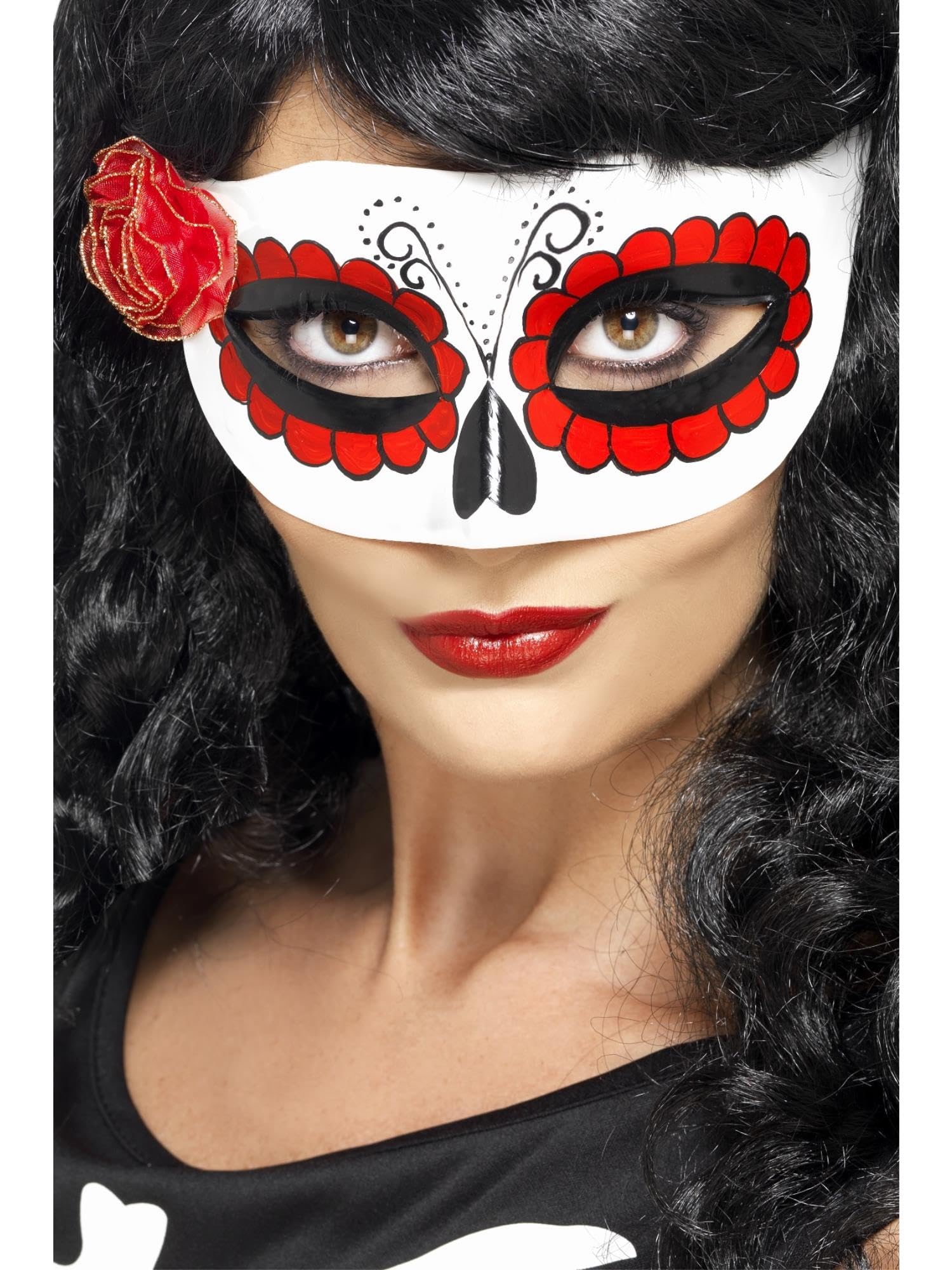 Coloured Half Mask with Small Rose for Women