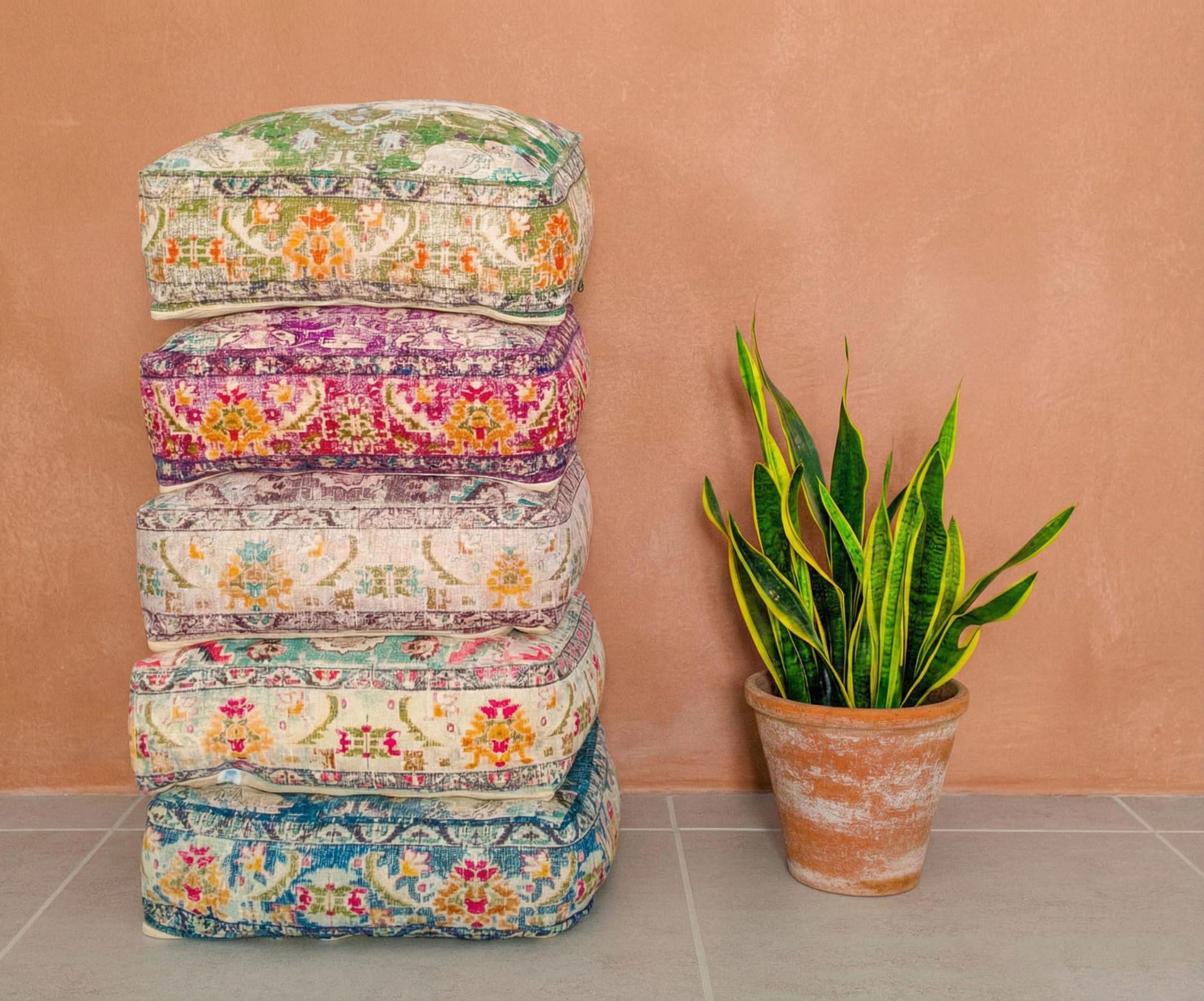 Mandala Life ART Boho Chic Yoga Decor Housse de Coussin de Sol - 60x20 cm - Taie d'oreiller carrée de méditation - Pouf décoratif en Coton imprimé