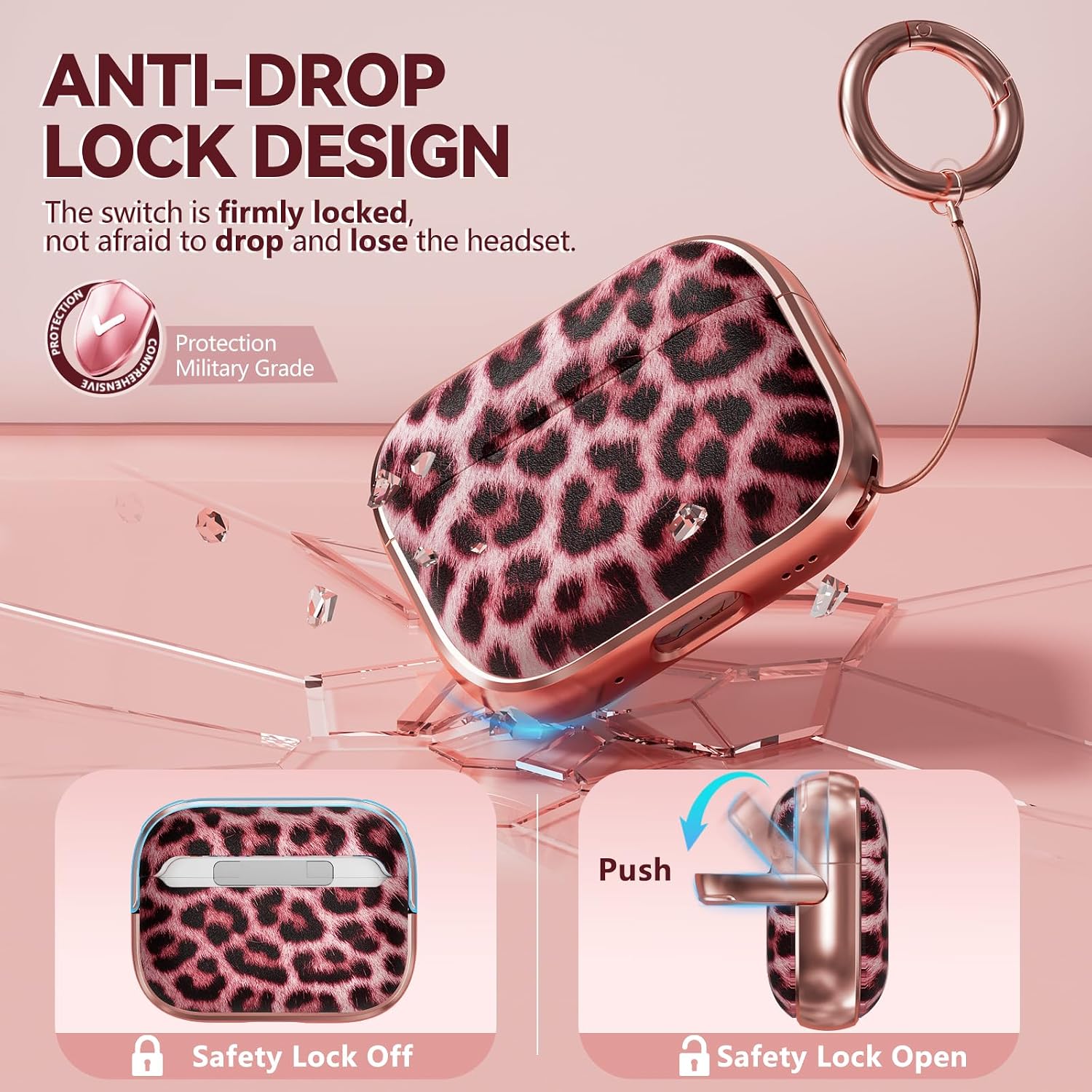Inesore for AirPods Pro 3 Case Cover 2025 with Lock-Pink Jaguar image 3