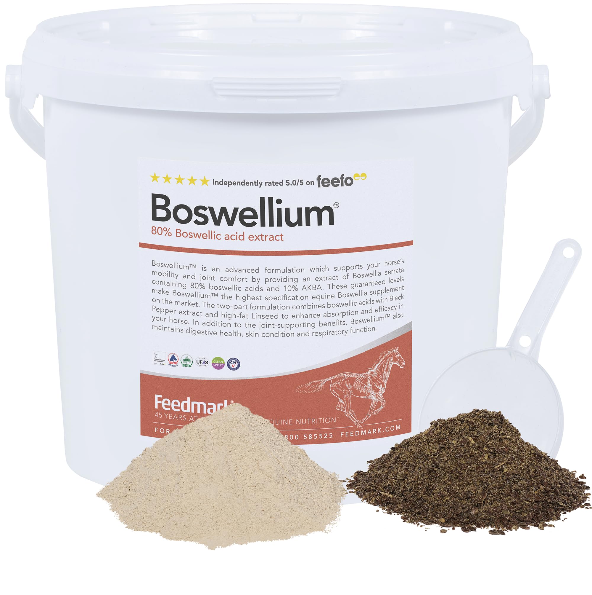 Feedmark Boswellium™ 80% Boswellic Acid Extract for Horse Mobility and Joint Comfort | 3.0kg Tub | 26 Days Supply | 100% British Made