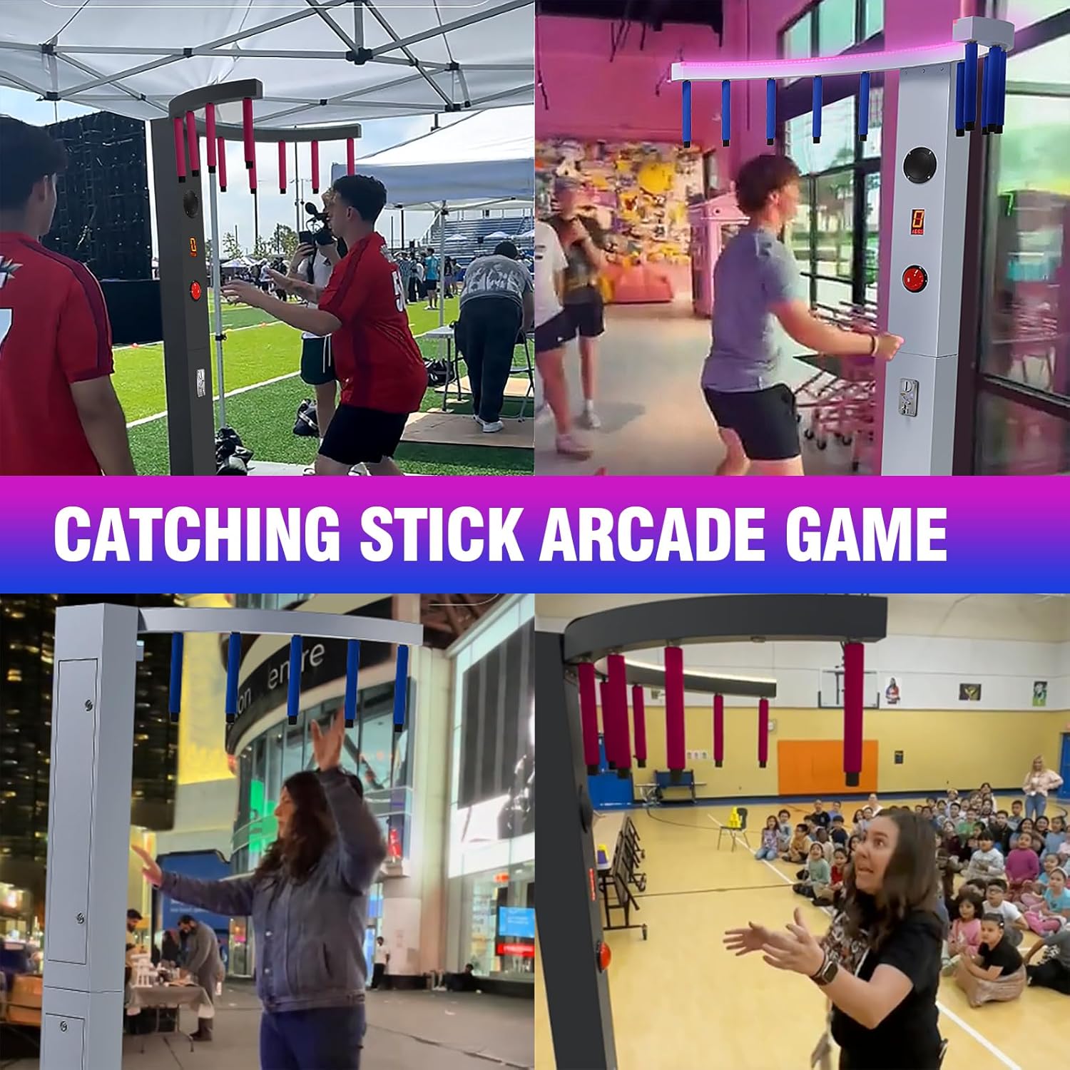 Hand Eye Coordination Training Catching Stick Game Reflex Sticks, Catching Stick Arcade Game for Party, Business and Family Game Night (Black)