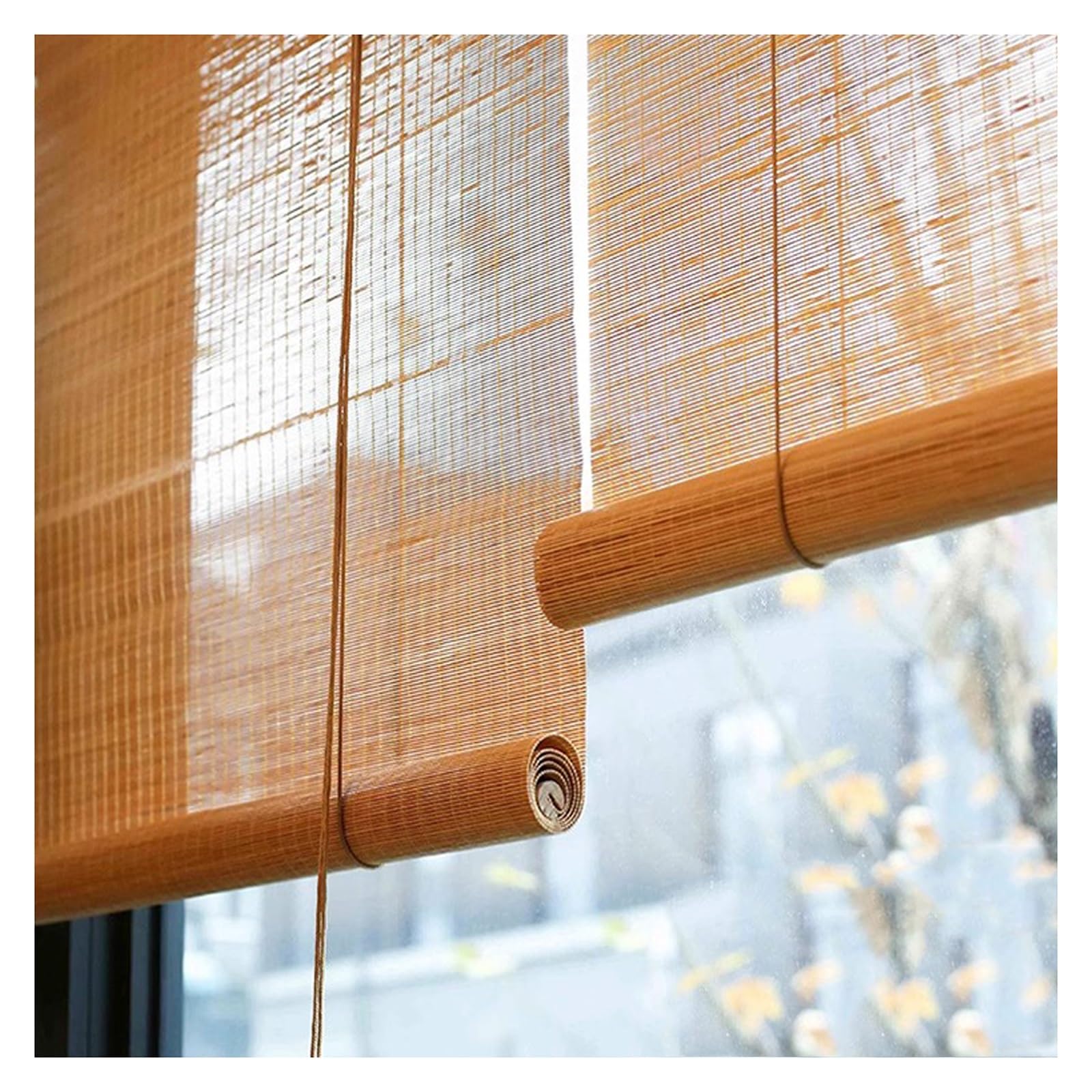 NatüRliche Bambus-Rollo Raffrollo，Bambus Raffrollo,Natur Holzrollos,Sonnenschutz Und Sichtschutz Rollo，Verdunkelungsrollos,90% Blickdicht Raffrollo Aus Bambus (Size : W135xH250cm/W53.14xH98.42in)