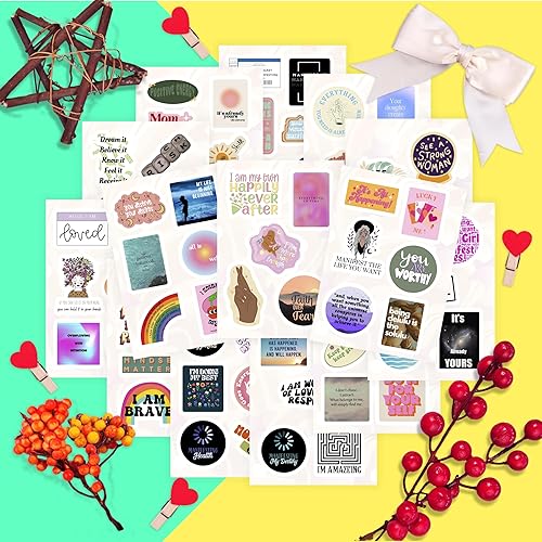 Miniatura 5 de BulbaCraft 100 calcomanías de manifestación para botella de agua y laptop, recuerdos y decoraciones de fiesta de manifestación, calcomanías de