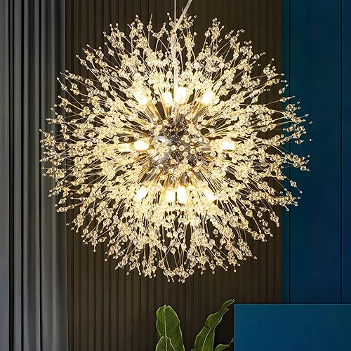 Candelabros modernos de fuegos artificiales, diente de león, Sputnik, lámpara colgante de cristal cromado, para cocina, isla, comedor, dormitorio,