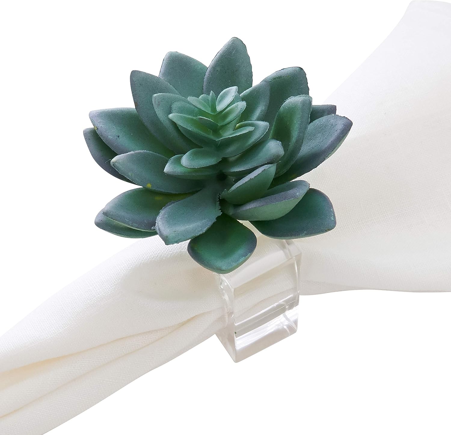 Set of 4 Green Plastic Succulent Napkin Rings