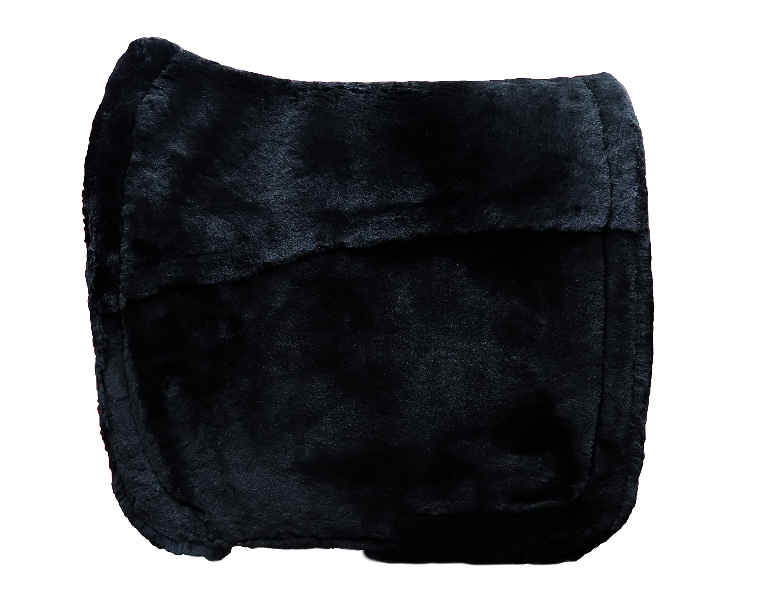 Engel Reitsport | SCHABRA3-D-SCH-MED | Schabracke | Lammfell Fully Lined | Steppstoff | Fellkranz rundherum | Dressur | Stoff schwarz Fell med.