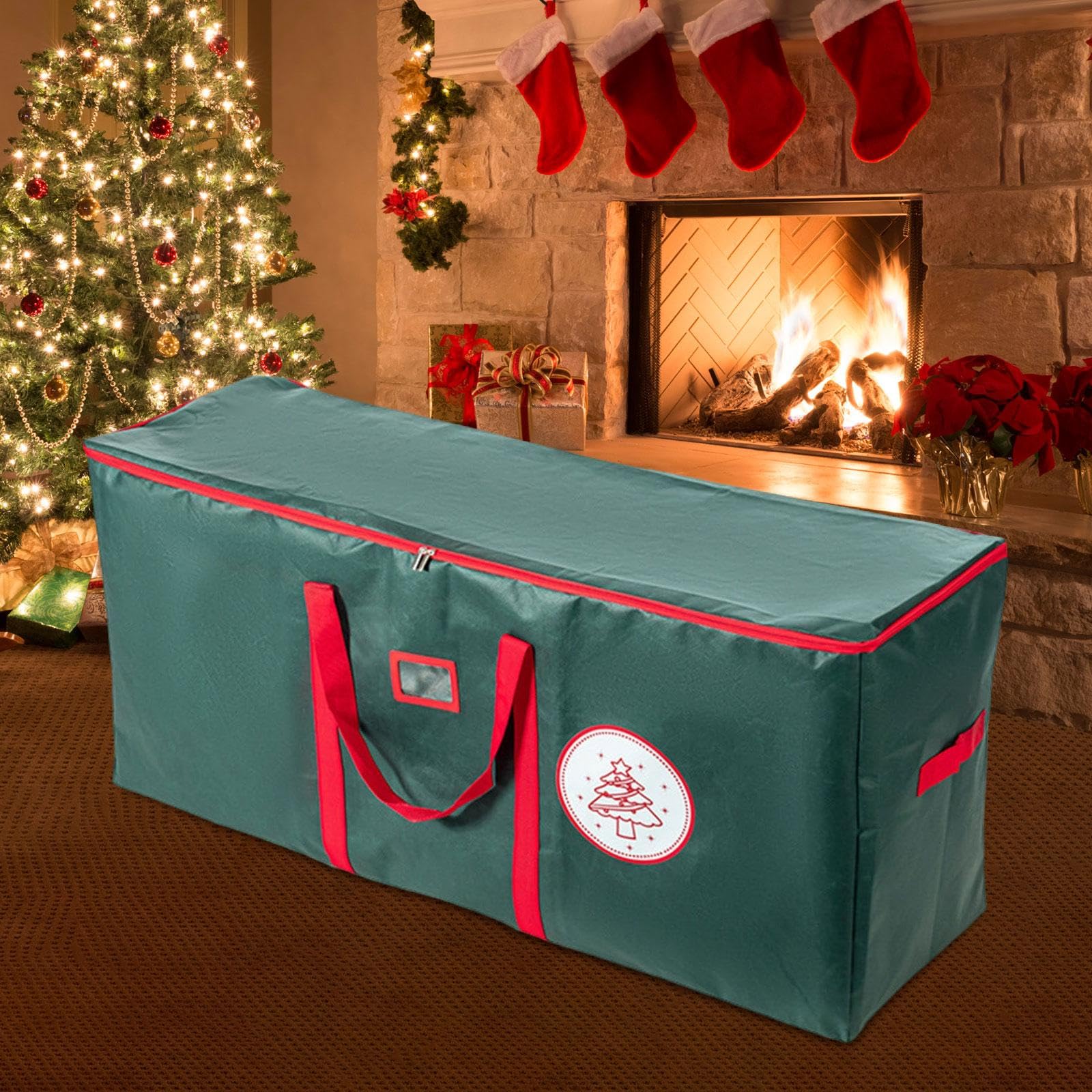 Yajuyi Borsa Porta Albero di Natale Custodia Organizer Contenitore Maniglie Rinforzate Materiale Impermeabile Salvaspazio Adatta a Utilizzo Familiare Garage, Verde