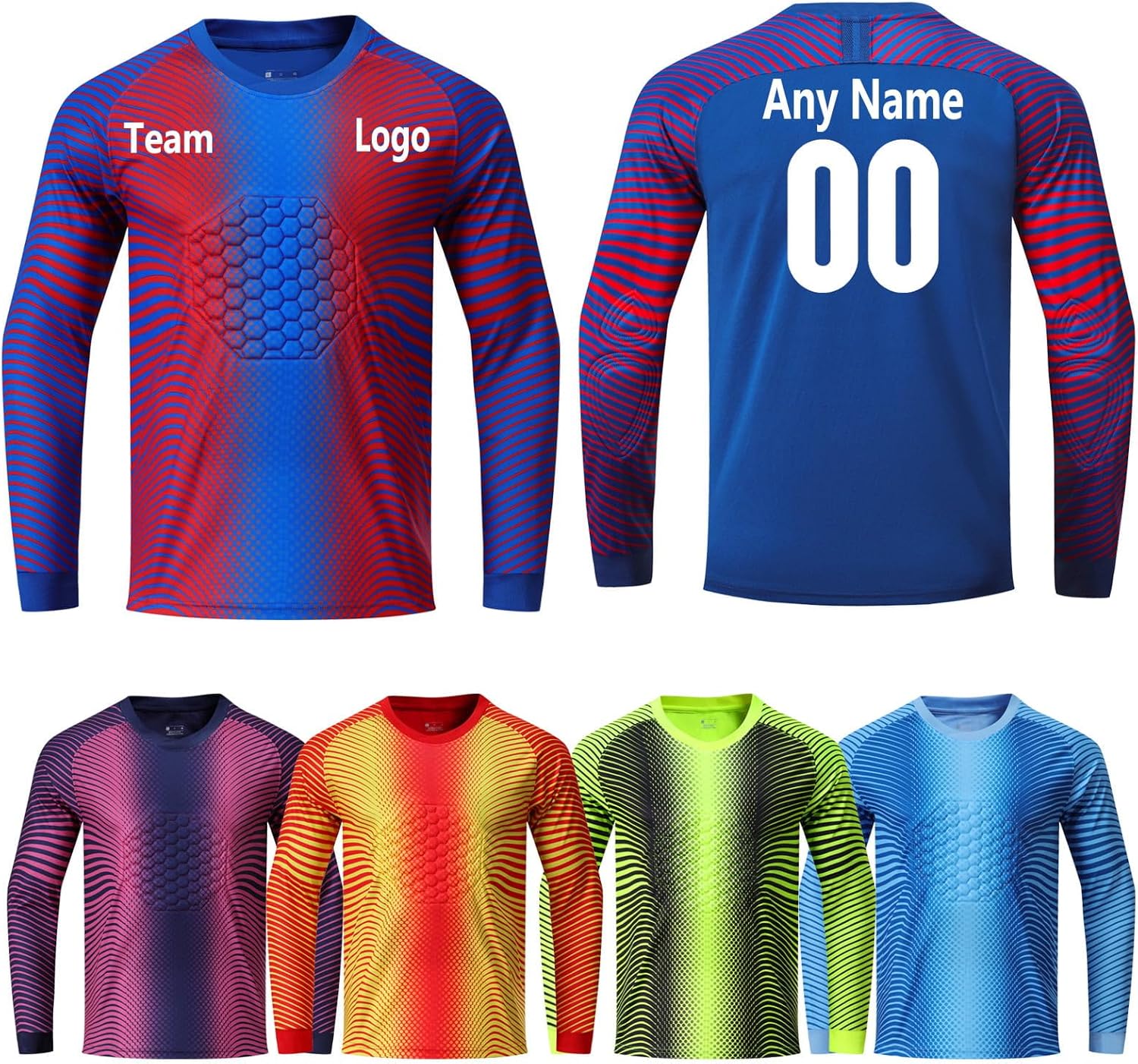 Customizable Goalkeeper Soccer Jersey for Adults Kids Teens - Goalie Personalized Quick-Dry Breathable Training Match Wear
