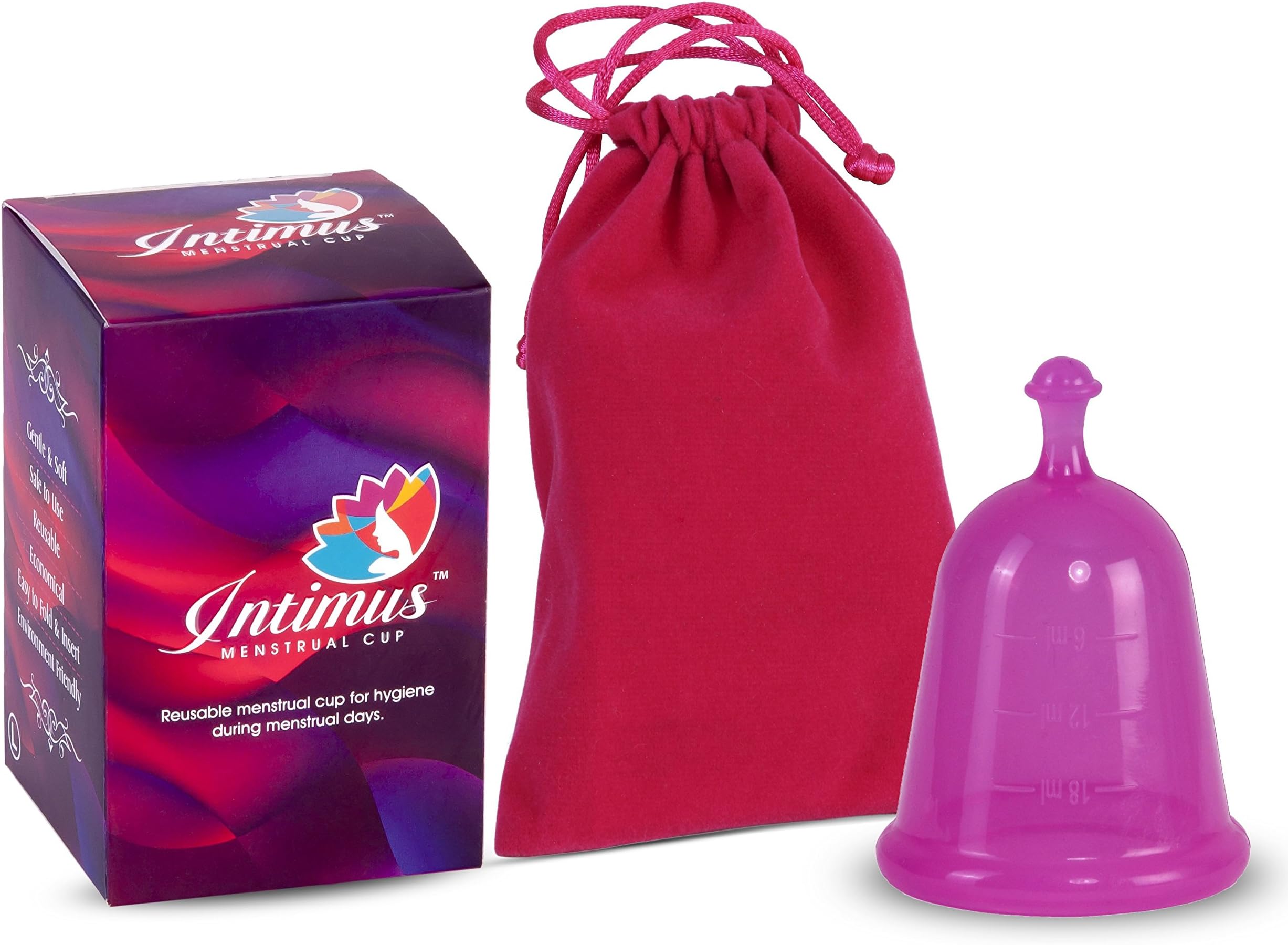 Reusable Menstrual Cup for Women - Large Size with Pouch, Ultra Soft, Odour and Rash Free, No Leakage, Protection for Up to 8-10 Hours - Purple
