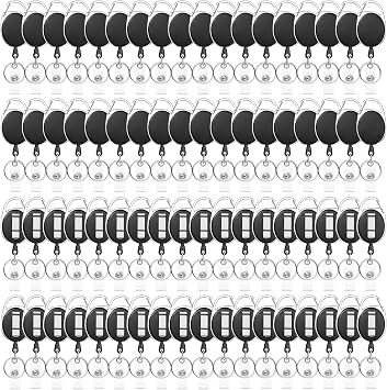 72 Pack Badge Reels Retractable Badge Holders with Clip Key Ring Liubeili Name ID Badge Clips Keychain for Nurse Doctor Employee Worker, Black