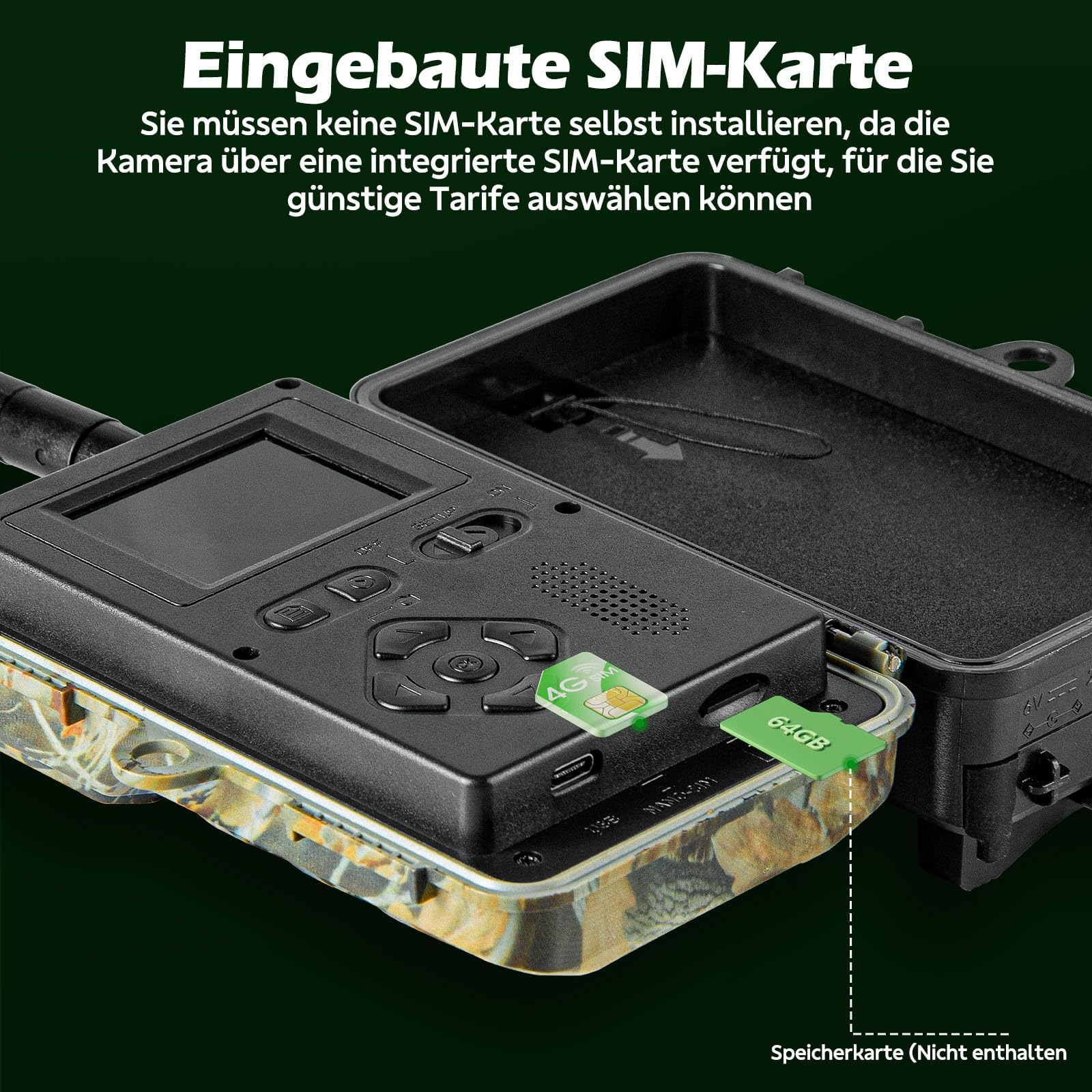 VOOPEAK 4G LTE Wildkamera mit SIM Karte, Wildtierkamera mit Handyübertragung App, 32MP 1080P Jagdkamera mit unsichtbarer Nachtsicht, 120° Weitwinkel, IP66 Wasserdicht Kamera für Wildbeobachtung