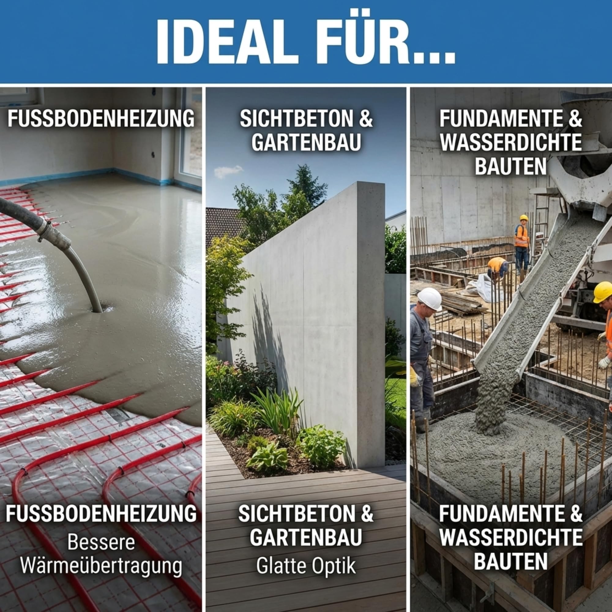 Superfließmittel Beton & Estrich, Betonverflüssiger konzentriert, 10 Liter | Betonzusatzmittel für Sichtbeton, Fundamente & Fußbodenheizung, senkt Wasserbedarf, erhöht Festigkeit & Frostbeständigkeit