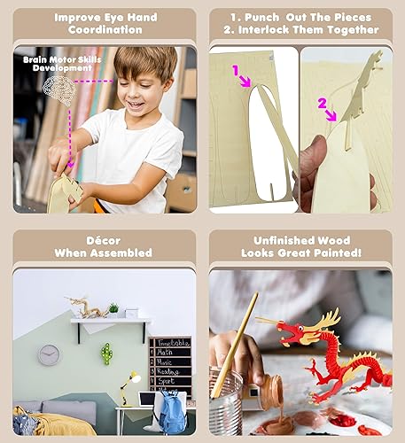 Miniatura 3 de Rompecabezas de dragón 3-D 148 piezas de madera N 1506