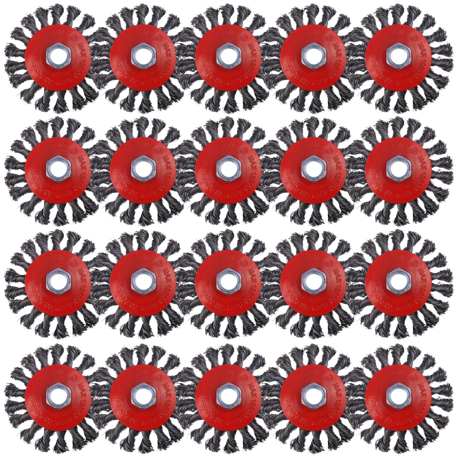 WENORA 20 Pack 4 Inch Wire Wheels for Angle Grinder, Wire Brush for 4 1/2 Angle Grinder, Twist Knotted Carbon Steel Wire Wheel with 5/8" Thread Arbor