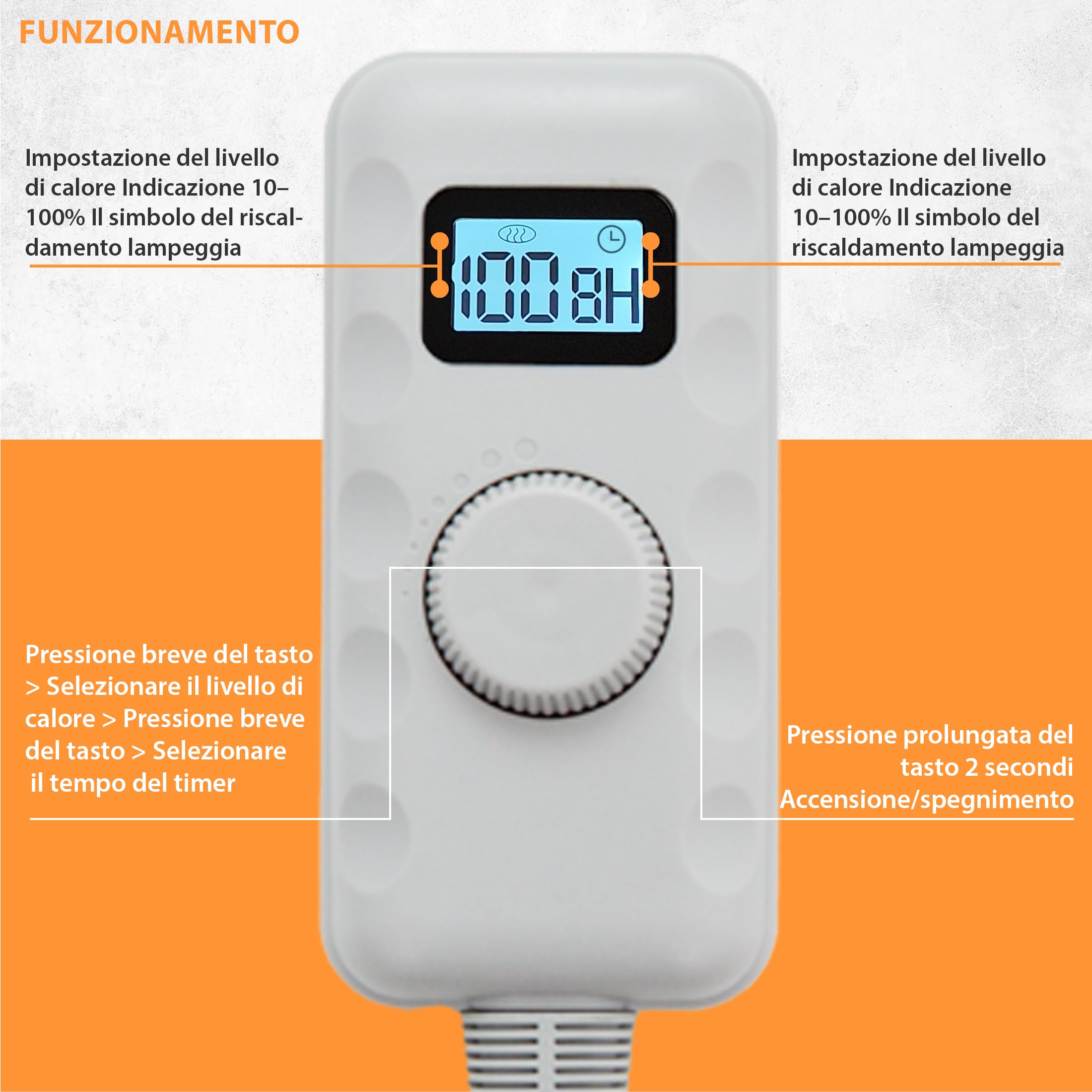 Mi-Heat Warm-Feet Tappeto Riscaldante per Piedi (55x110cm) – Tappetino Scaldapiedi Infrarossi con Timer e Dimmer, ca. 40°C – Base Antiscivolo Ufficio, Grigio