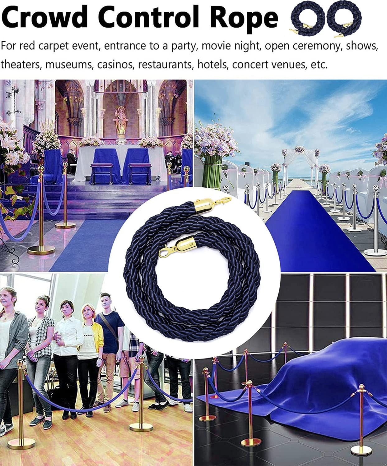 Crowd Control Barrier Rope,Stanchion 3/4/5/8Ft, Rope, Braided/Barrier For Queue Divider, Queue Line Barrier, Safety Barrier/Blue (Red (Color : Black, Size : 2.5M/8.2Ft/98.4In Crowd Control Barrier Rope,Stanchion 3/4/5/8Ft, Rope, Braided/Barrier For Queue Divider, Queue Line Barrier, Safety Barrier/Blue (Red (Color : Black, Size : 2.5M/8.2Ft/98.4In