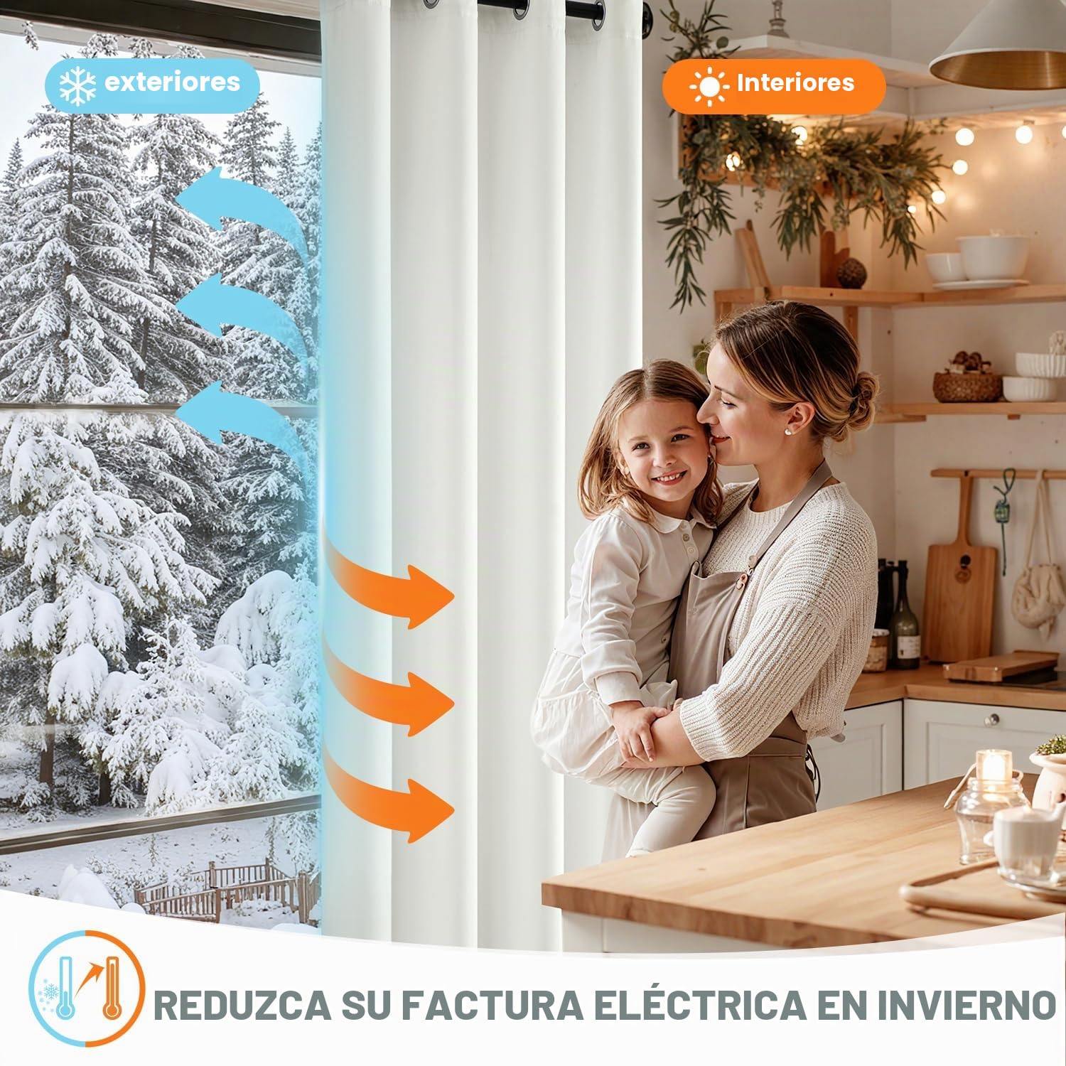 MIULEE Cortina Opaca Blanca 1 Pieza 132x225cm Doble Capa Ojales Termica