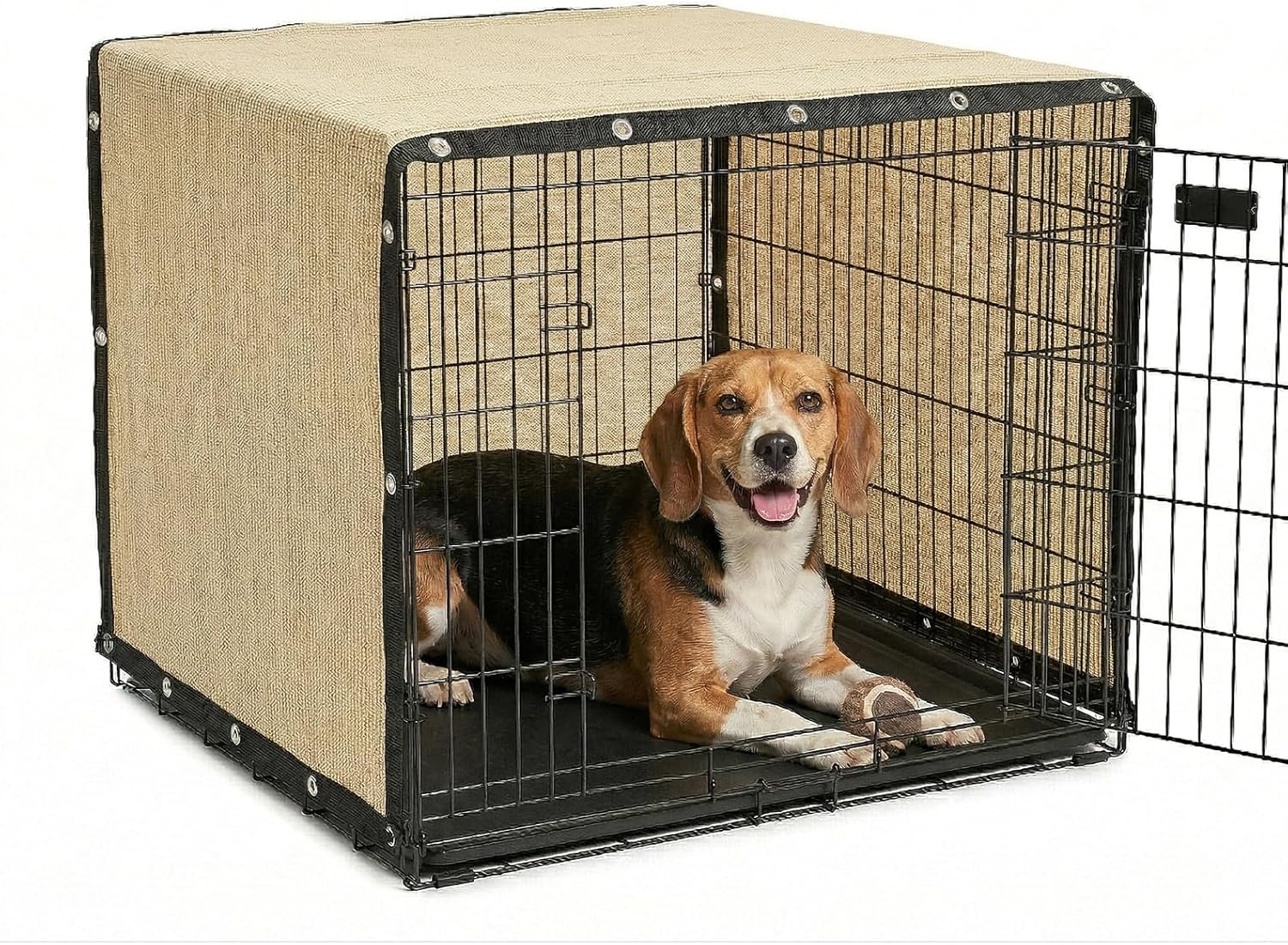 ColourTree 90% UV Block Sun Shade Cloth for Dog Kennel Cover, 3' x 3' Beige Pet Playpen Sunshade with Grommets, Durable Mesh Tarp for Crate, Patio, Stable,Chicken Coop & Outdoor Privacy Screen.