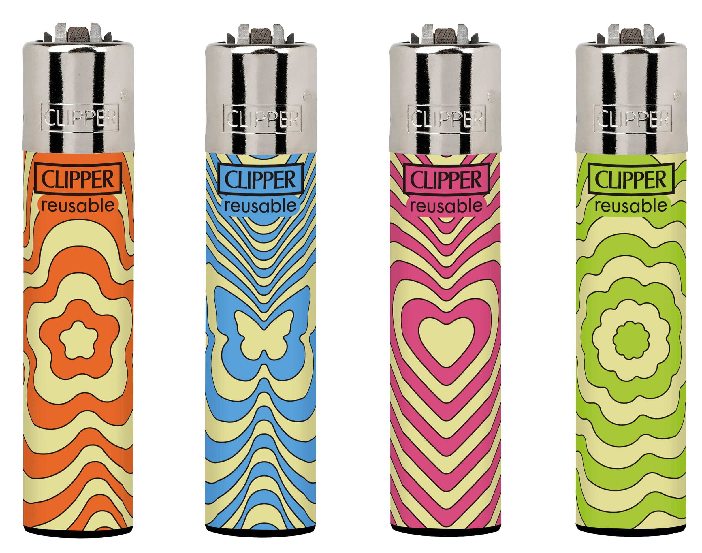 4 X CLIPPER LIGHTERS HIPPIELY