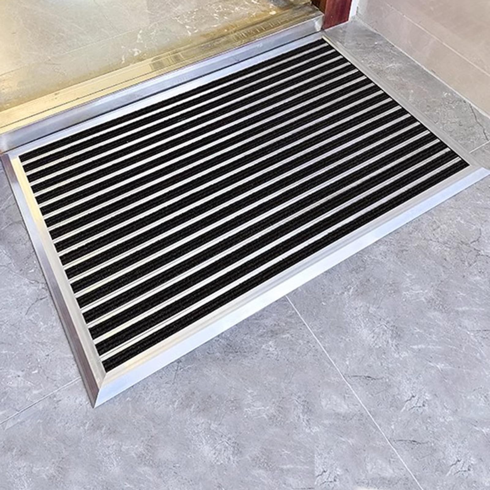Grand paillasson de bienvenue en aluminium – Tapis d'entrée extérieur avec grattoir à chaussures 90 x 60 cm / 35.43x23.6in Idéal pour la maison et le bureau