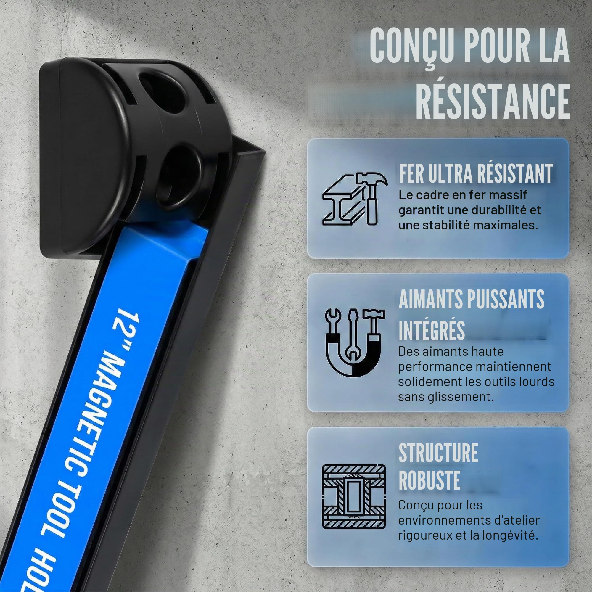 5 Pièces Barres Magnétiques pour Outils, 30CM Barrette Porte Outils Barre Aimantée Puissant Accroche Murale Outils Porte Outils Mural Magnetique pour Rangement Outillage Maison Garage