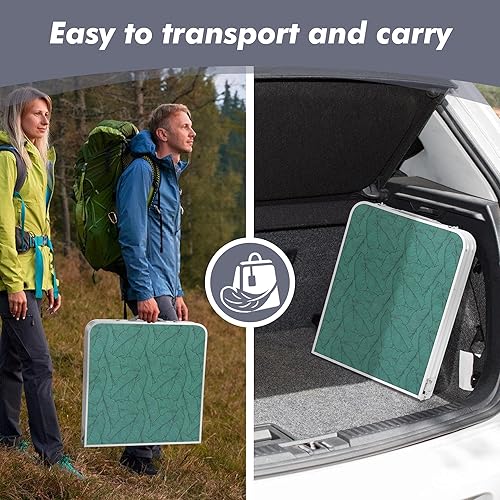 Miniatura 5 de Mesa plegable de aluminio para acampar con patas ajustables para viajes al aire libre, playa, patios, barbacoas, fiestas y picnic mesa plegable