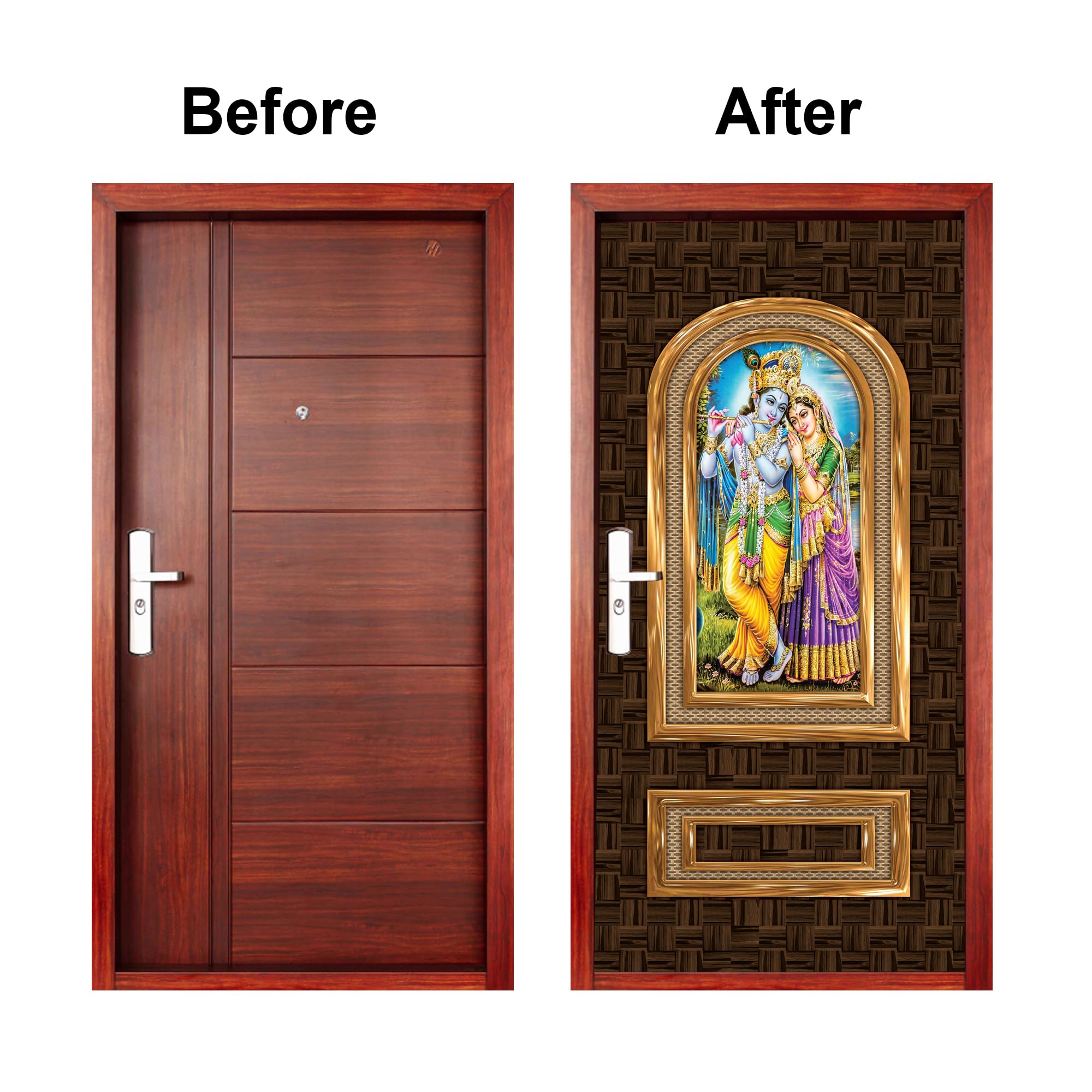 Wallpaper Mart Door Sticker Floral Print Self Adhesive Vinyl Door Wallpaper Sticker for Door, Peel & Stick Murals for Bedroom, Living Room, Kitchen (Size 30x78 Inches) Design5 1