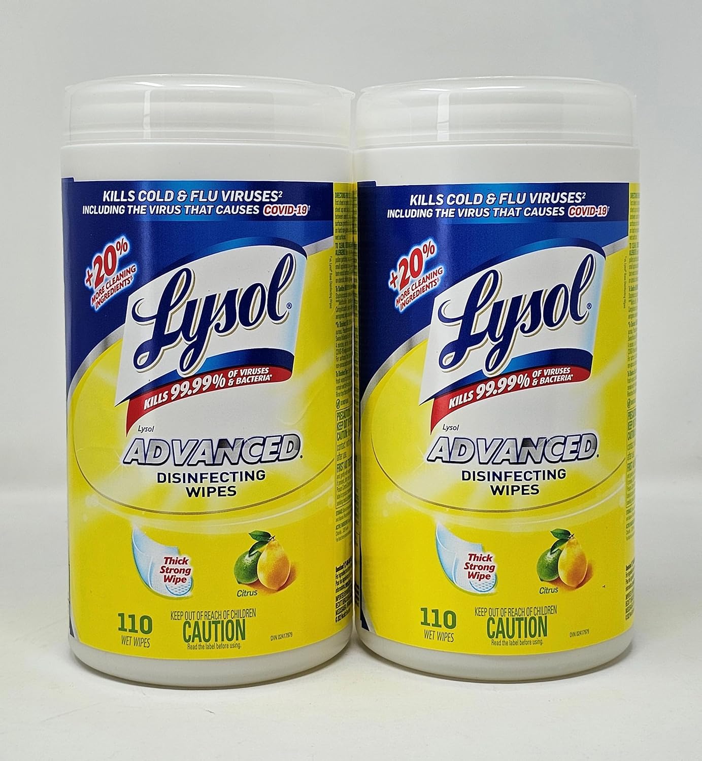 Lysol Advanced Disinfecting Wipes, Citrus Scented Thick Strong Wipe 2 x 110 Count Amazon.ca