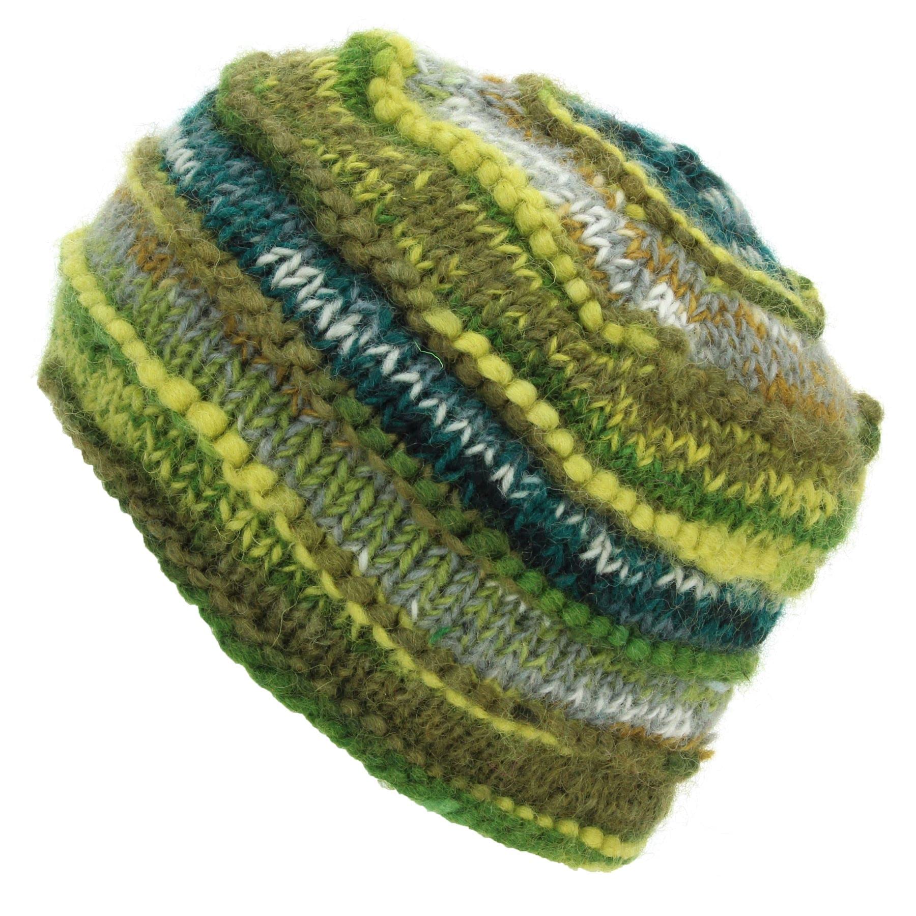 LoudElephantChunky Ribbed Wool Knit Beanie Hat with Space Dye Design