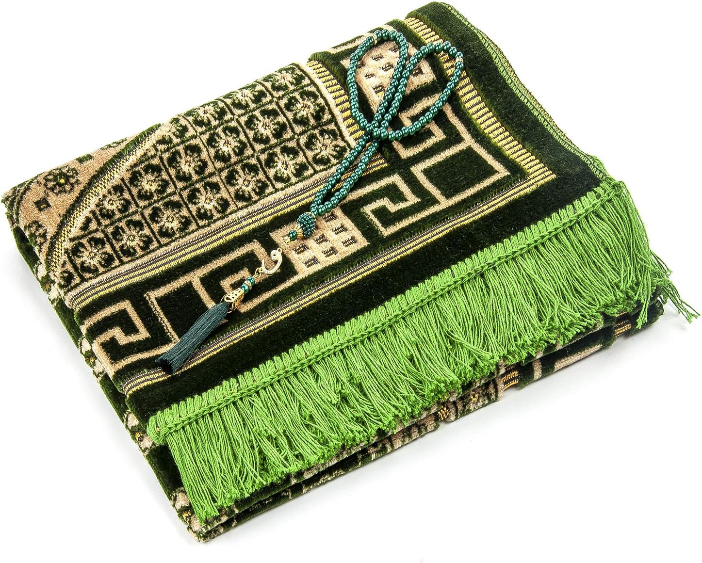 ihvan online Luxury Velvet Muslim Prayer Rug with Prayer Beads, Janamaz, Thick Soft Sajadah, Islamic Gift - Image 4