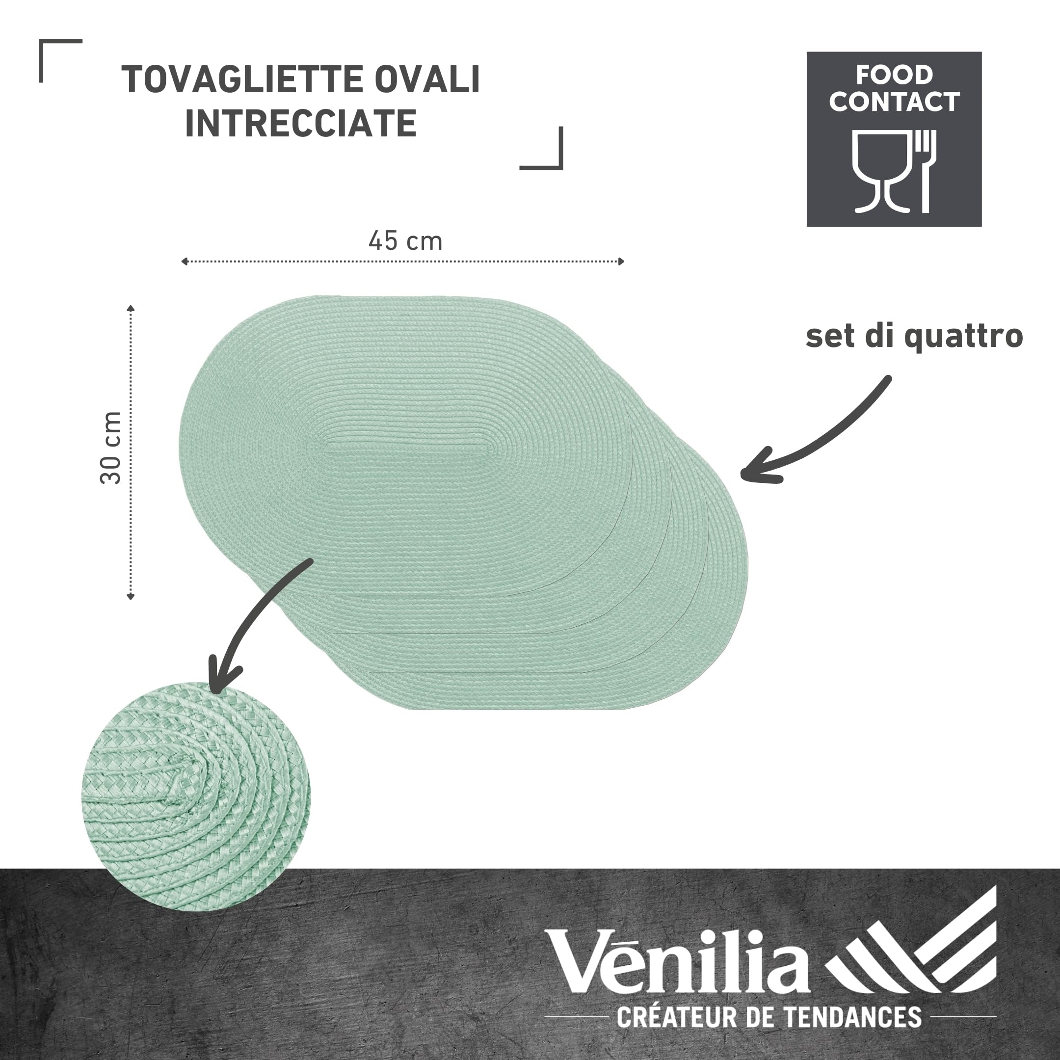 Oliva/naturale, Verde, 45x30x0,3 cm, Guide da Tavolo e