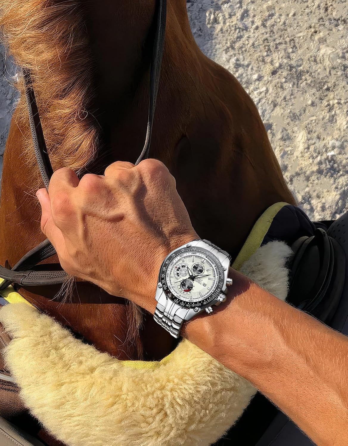 OPK Watches for Men Casual Big Face Chronograph Waterproof Dress Watches