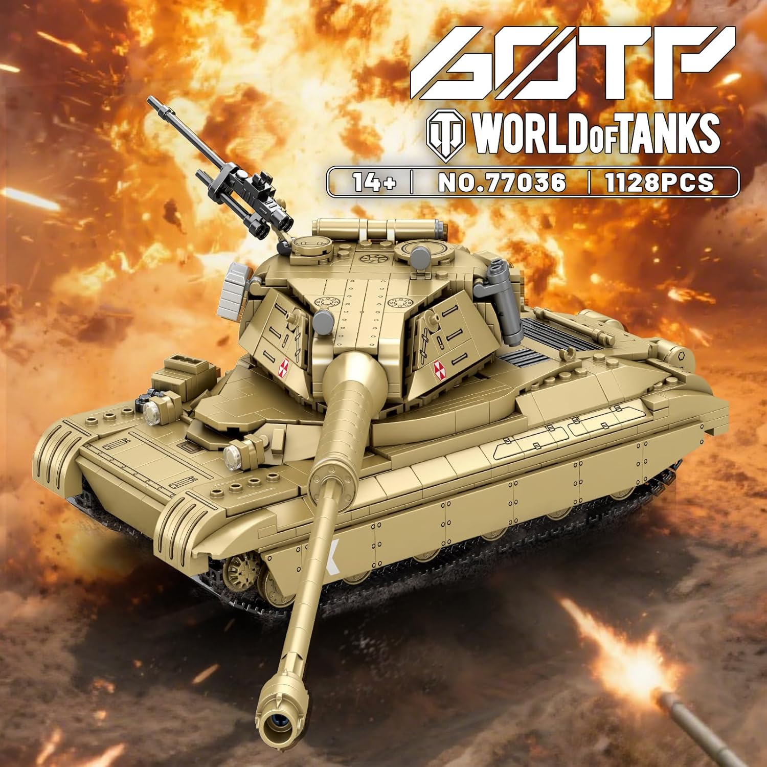 Reobrix 60TP Tank Building Set 77036, World of Tanks Authorized Products 1128 PCS, 1:28 Scale Tank Model Kit, Army Tanks Toy Building Kit for Military Fans, Birthday Gifts Ideal for Adults Boys 8-14